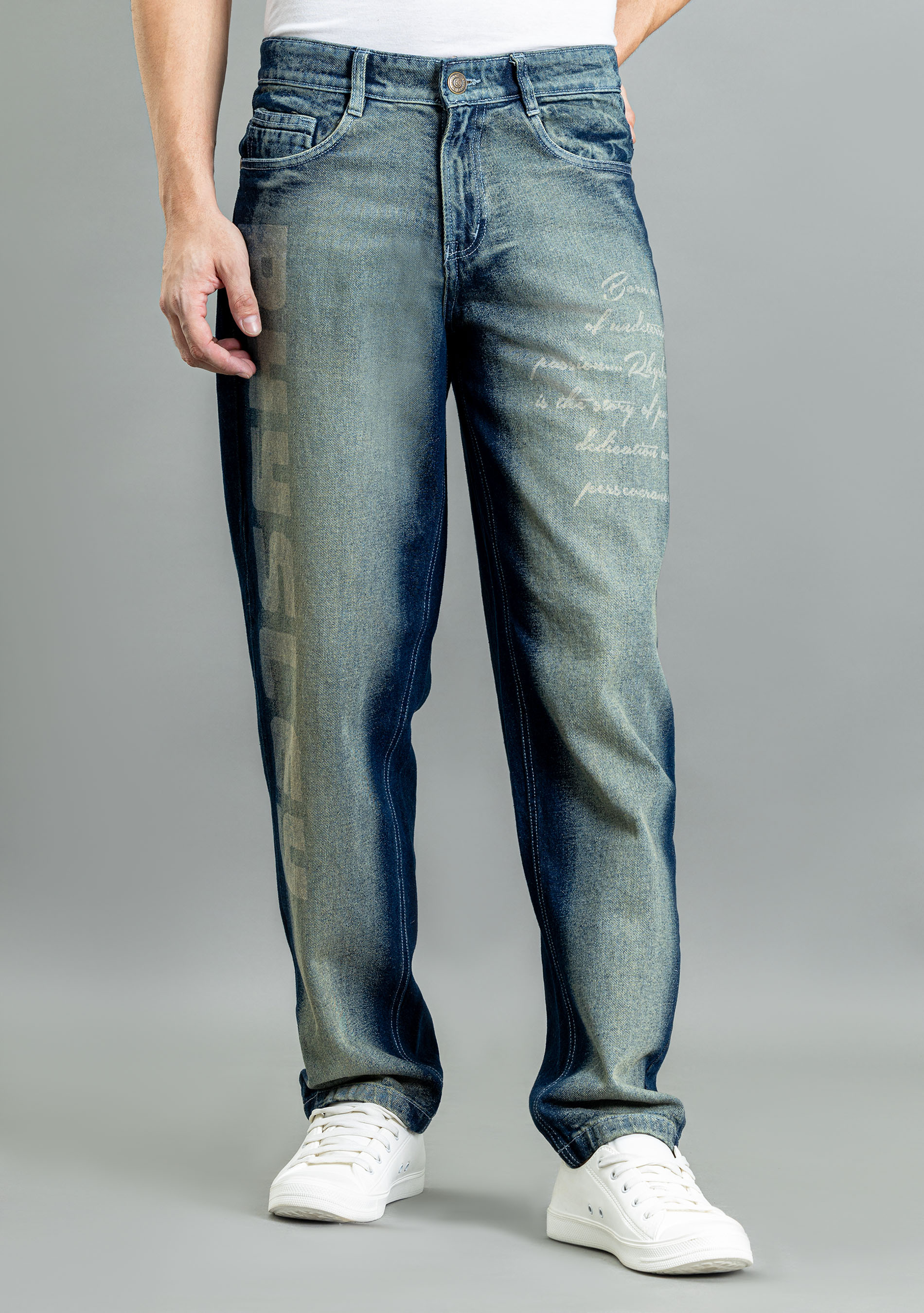 Rhysley Ash Grey Relaxed Straight Fit Men's Jeans - Buy Online in India ...