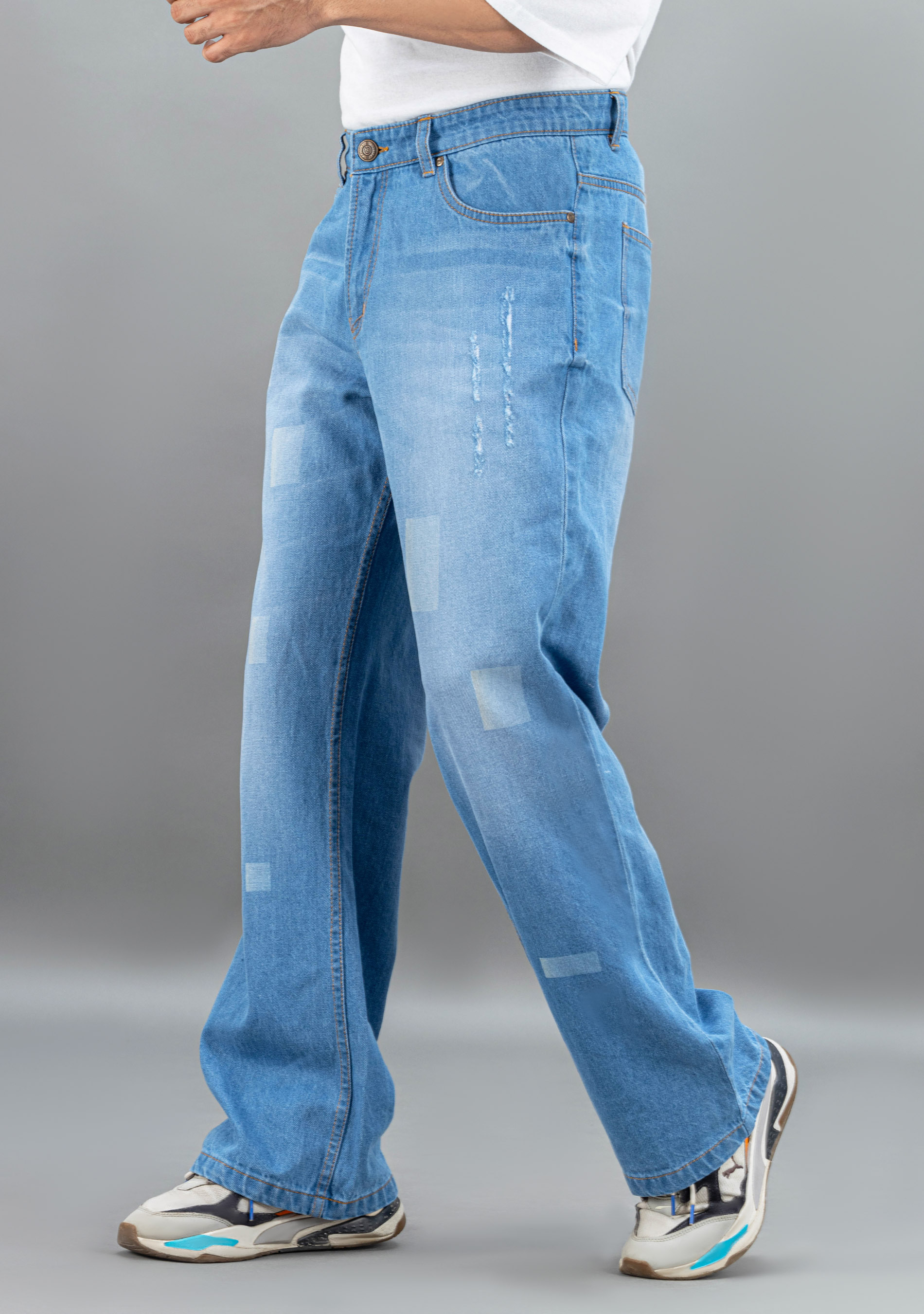 Blue Wide Leg Men's Fashion Jeans - Buy Online in India @ Mehar