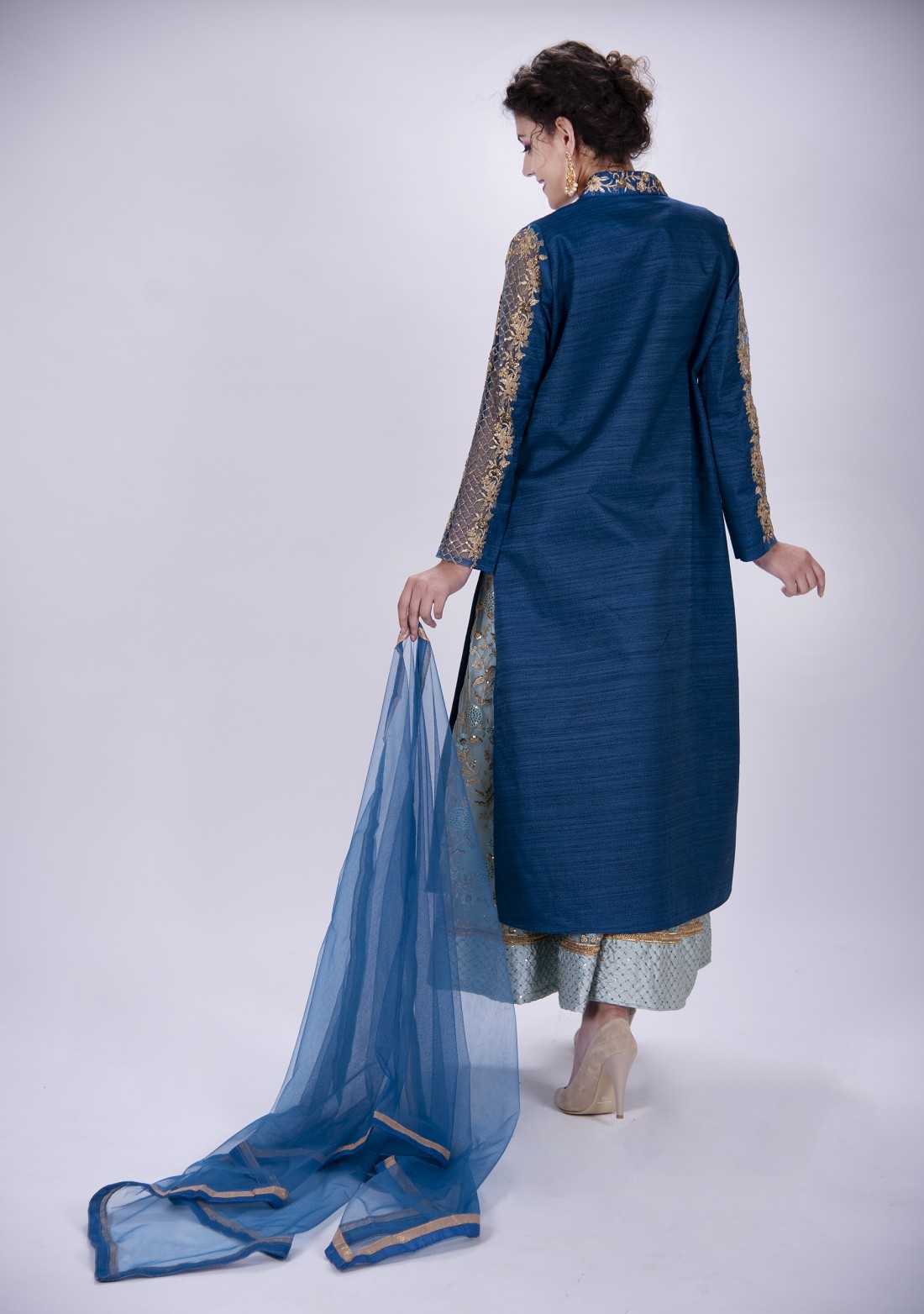 Monochromatic Anarkali Dress with Jacket