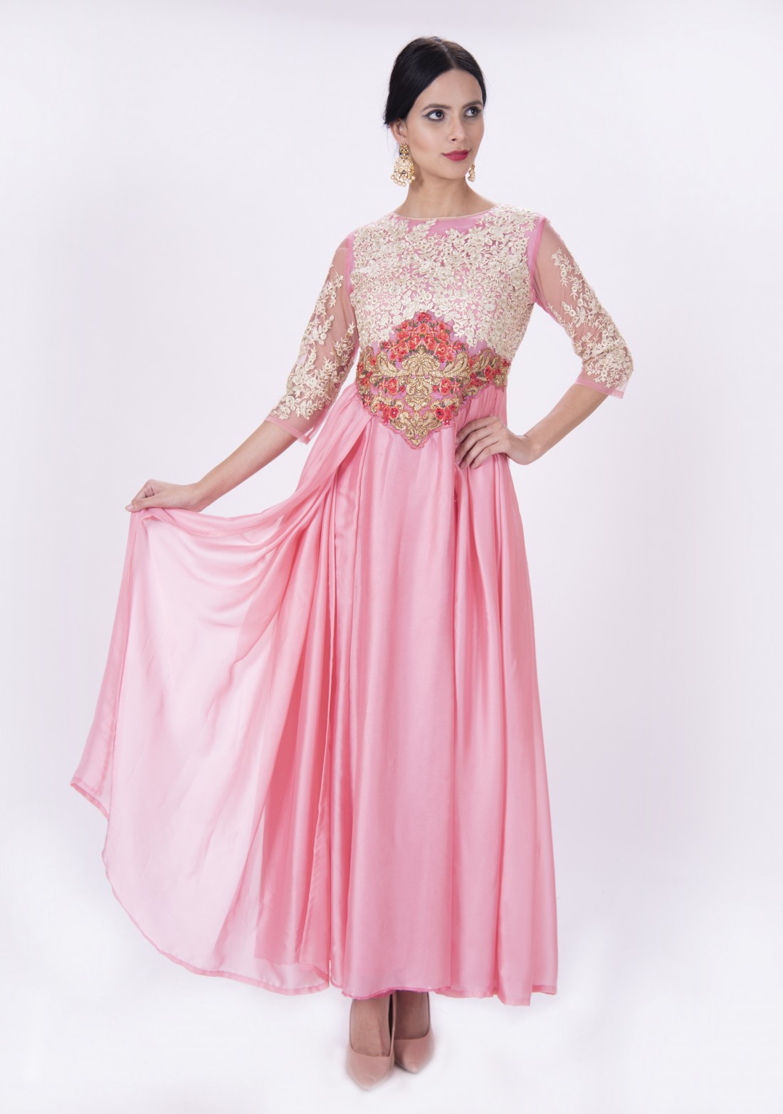 Light Pink Dress with Churidar and Dupatta