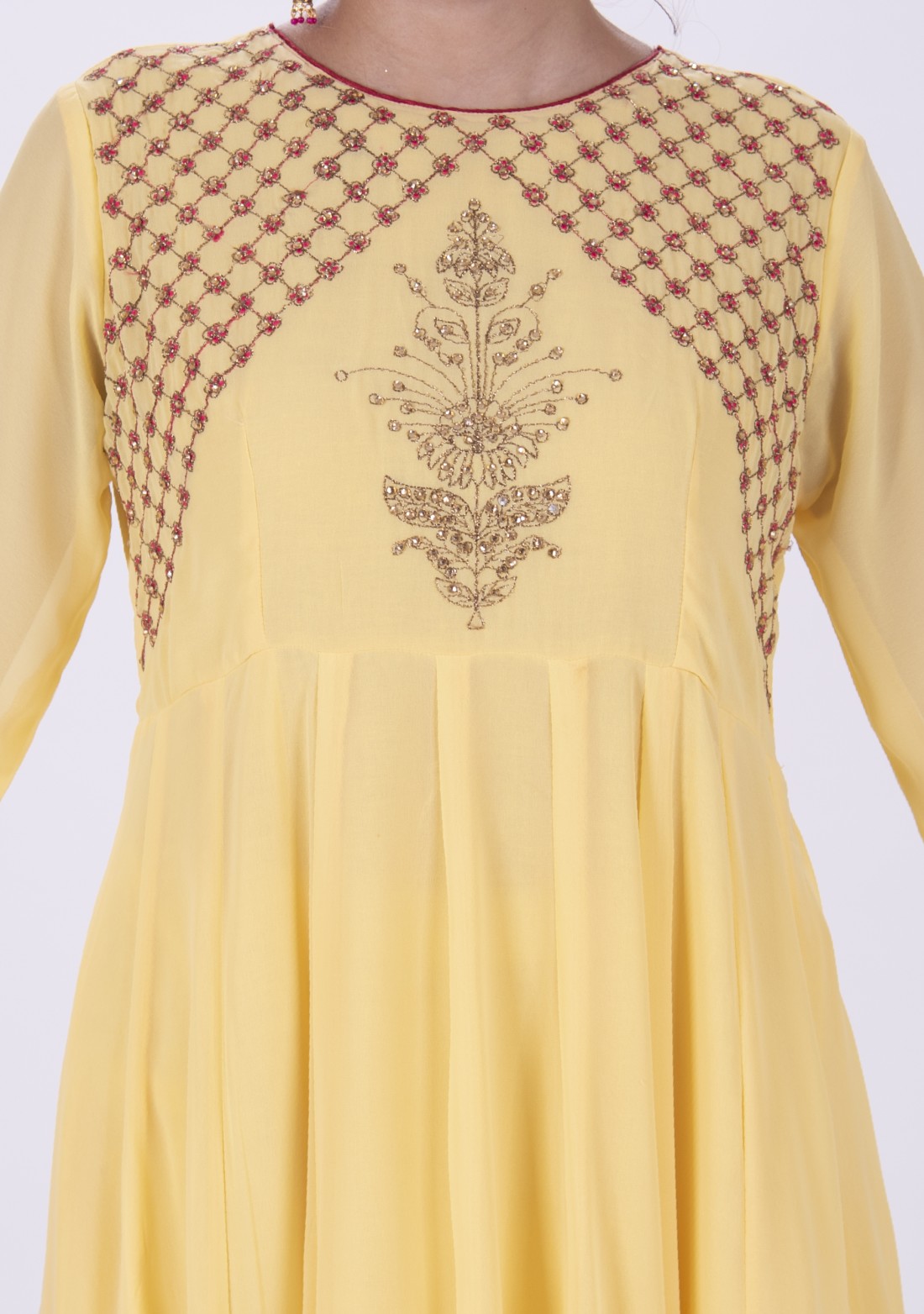 Yellow Color Long Flaired Anarkali Set