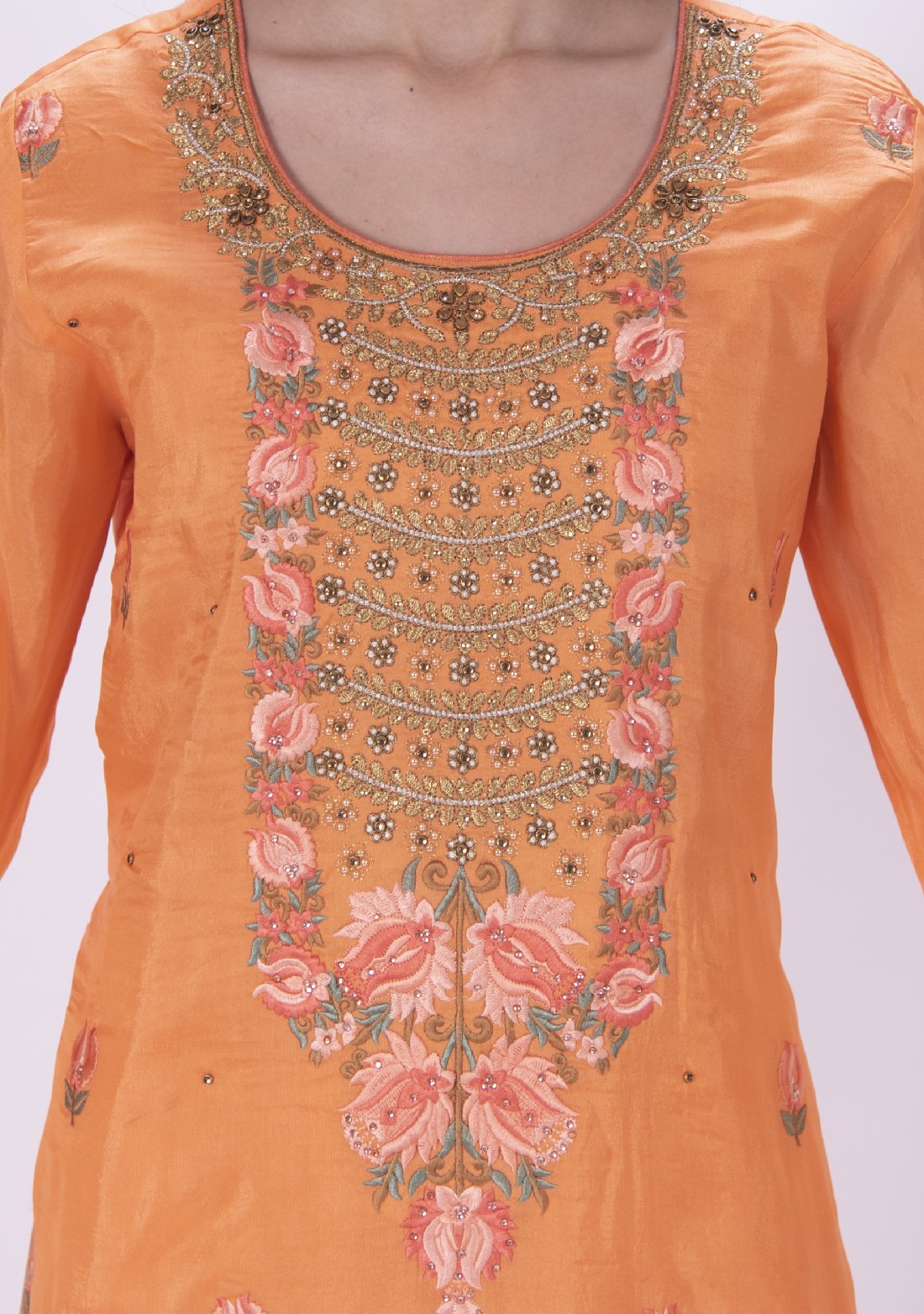 Orange Color Embroidered Salwar Suit Set