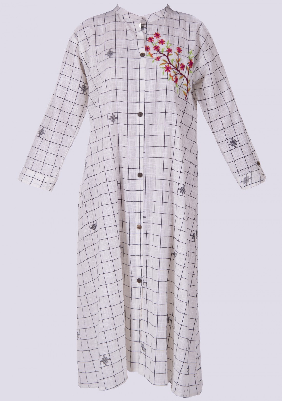 Off-White Checkered Shirt Dress