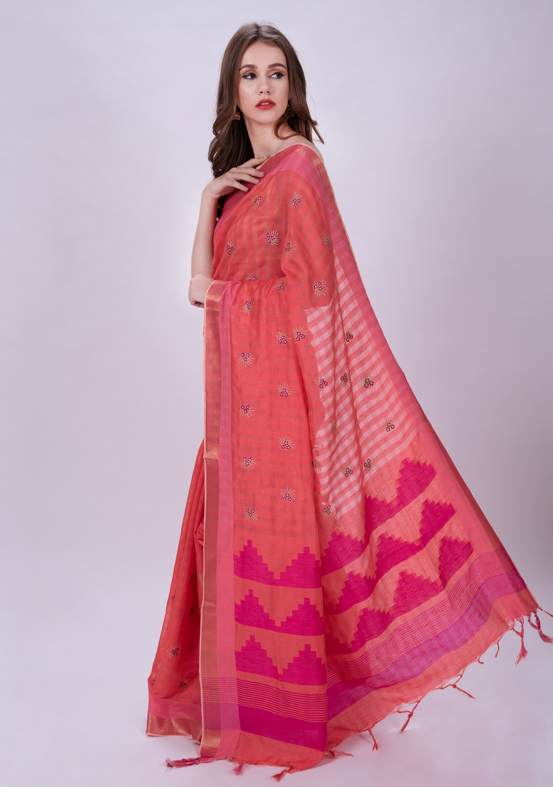 Beautiful Light Pink Cotton Silk Saree