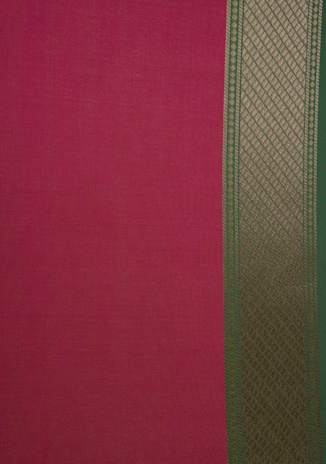 Parrot Green & Pink Woven Banarasi Silk Saree 