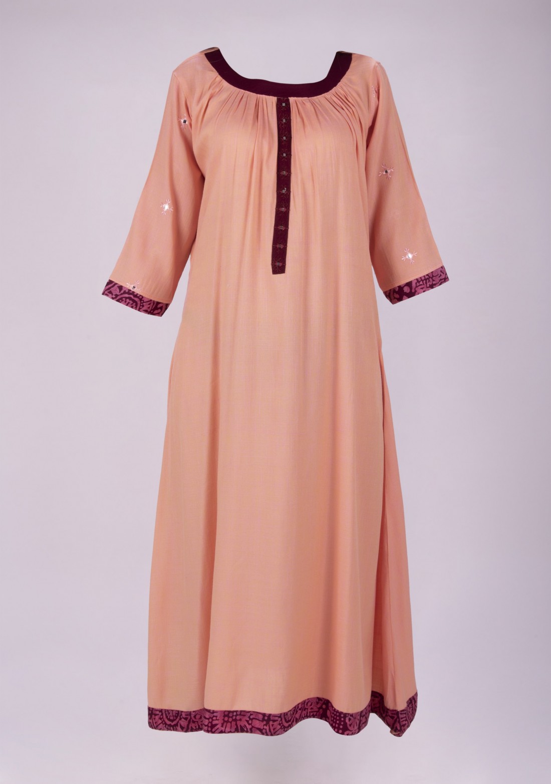 Rust Color Rayon Gathered Dress