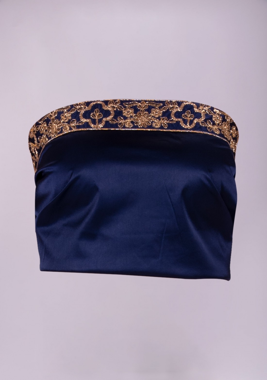 Navy Blue Embroidered Taffeta Silk Lehenga