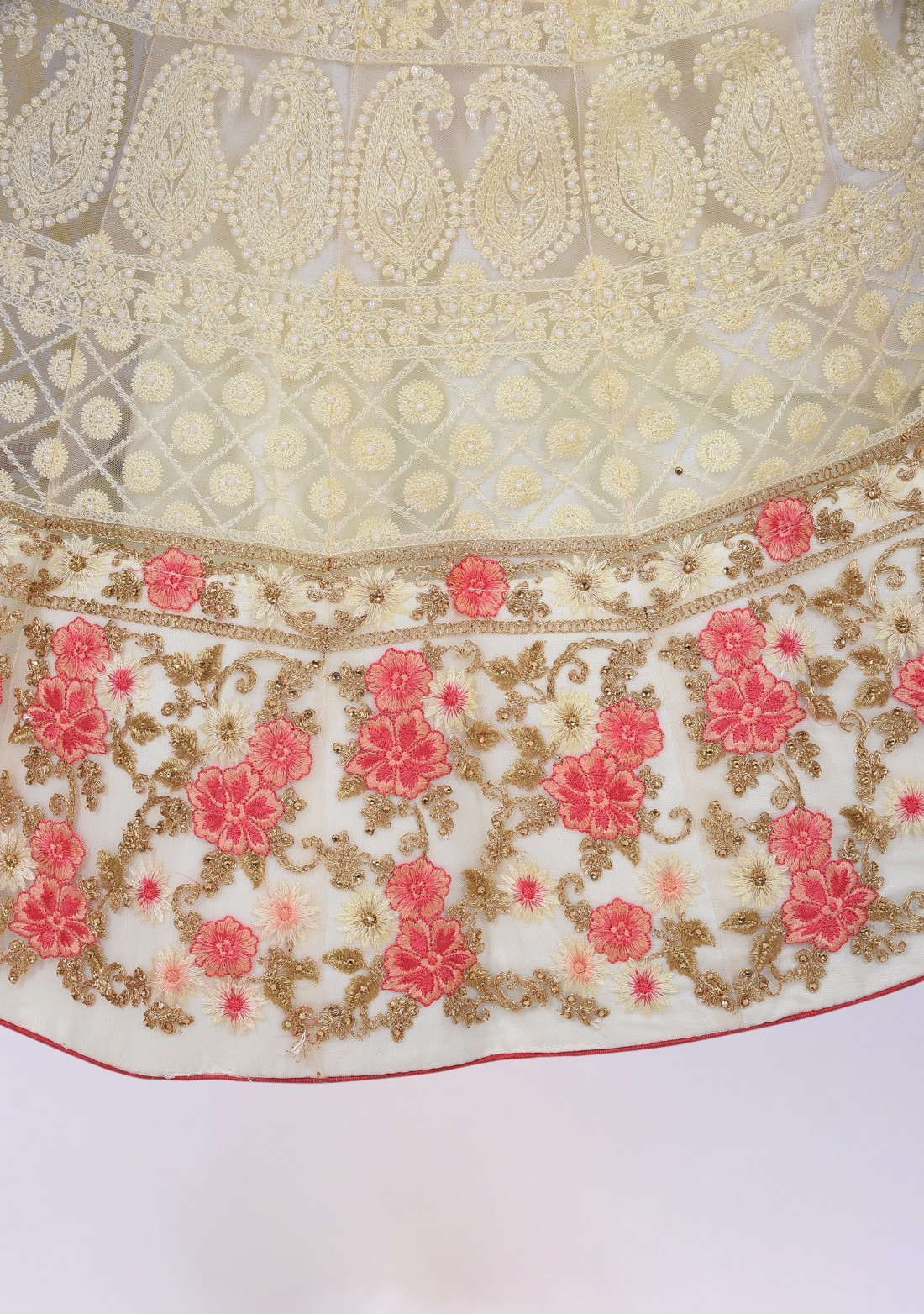 Cream Embroidered Lehenga Paired with Dupatta