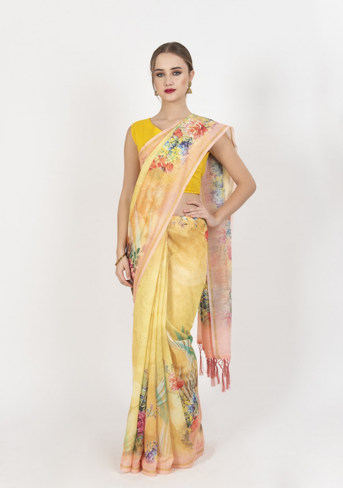 Exclusive Cotton Chanderi Lightweight Floral Printed Silk Saree