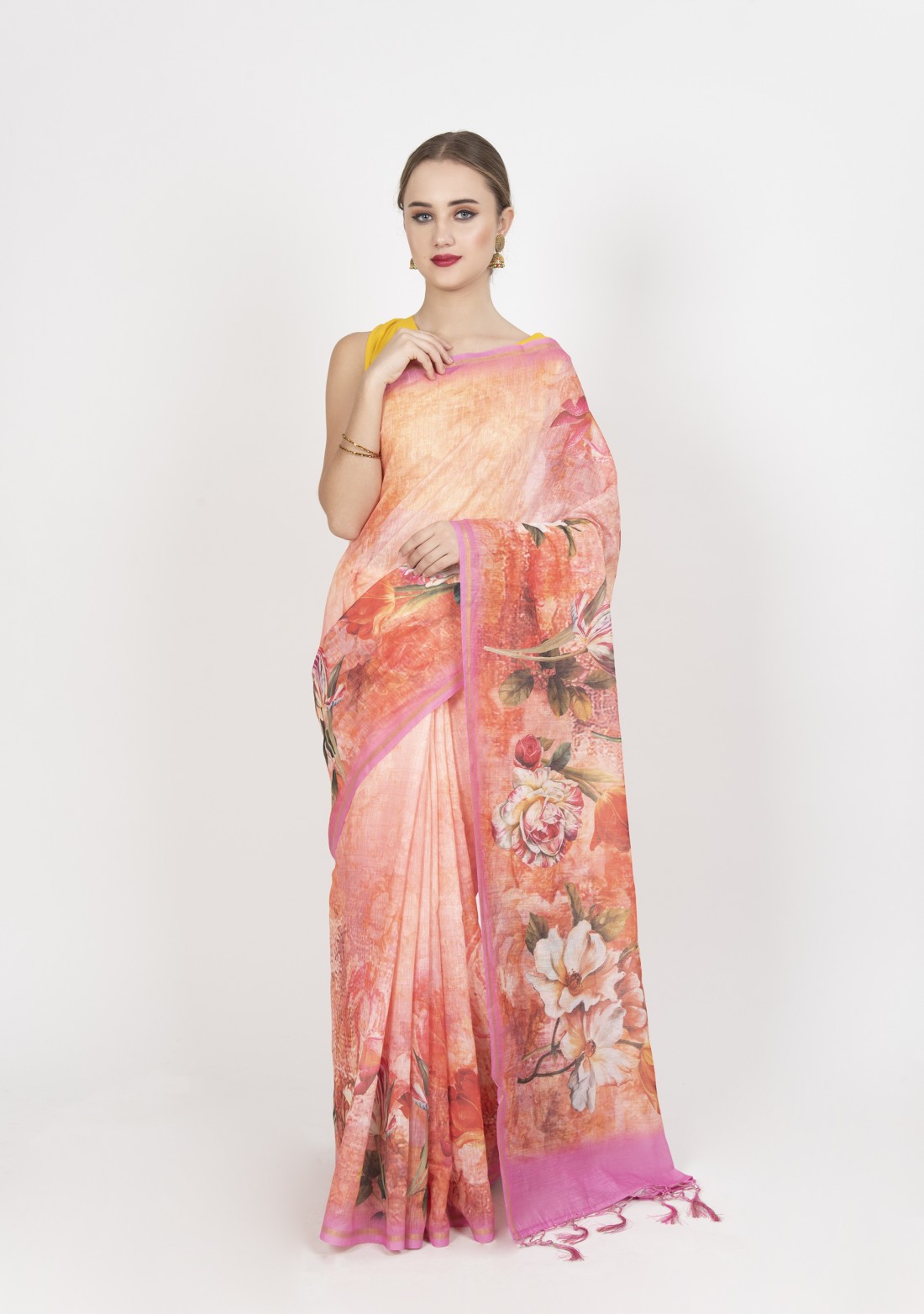 Exclusive Cotton Chanderi Lightweight Floral Printed Saree