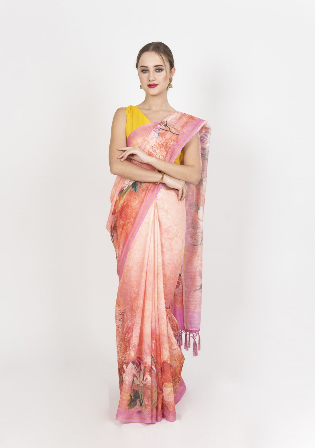 Exclusive Cotton Chanderi Lightweight Floral Printed Saree