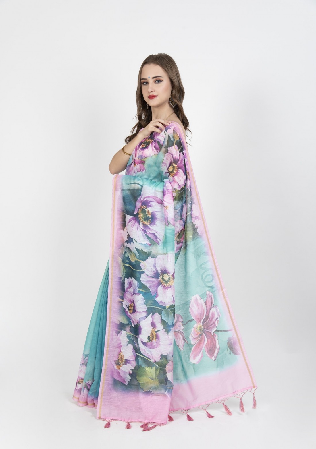 Exclusive Cotton Chanderi Lightweight Floral Printed Silk Saree