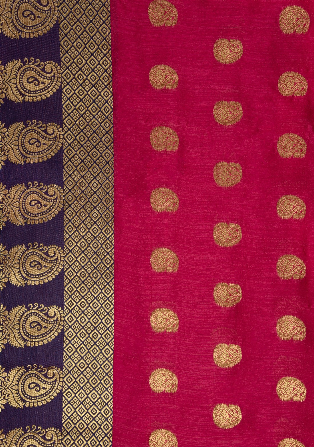Rani Pink Woven Design Silk Blend Saree with Blouse