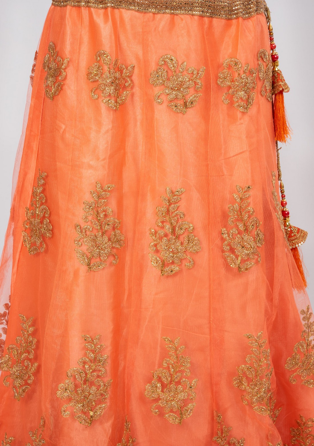 Gorgeous  Light Orange Color Partywear Tulle Lehenga Set