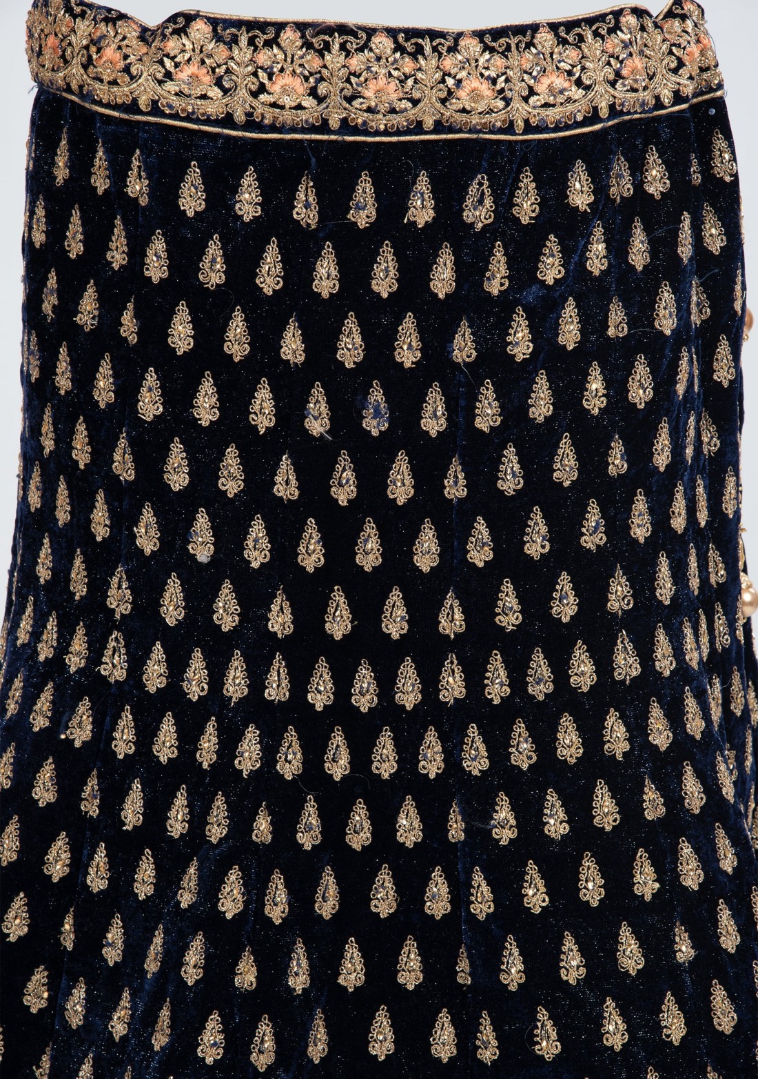 Navy Blue Embroidered Bridal Lehenga Set