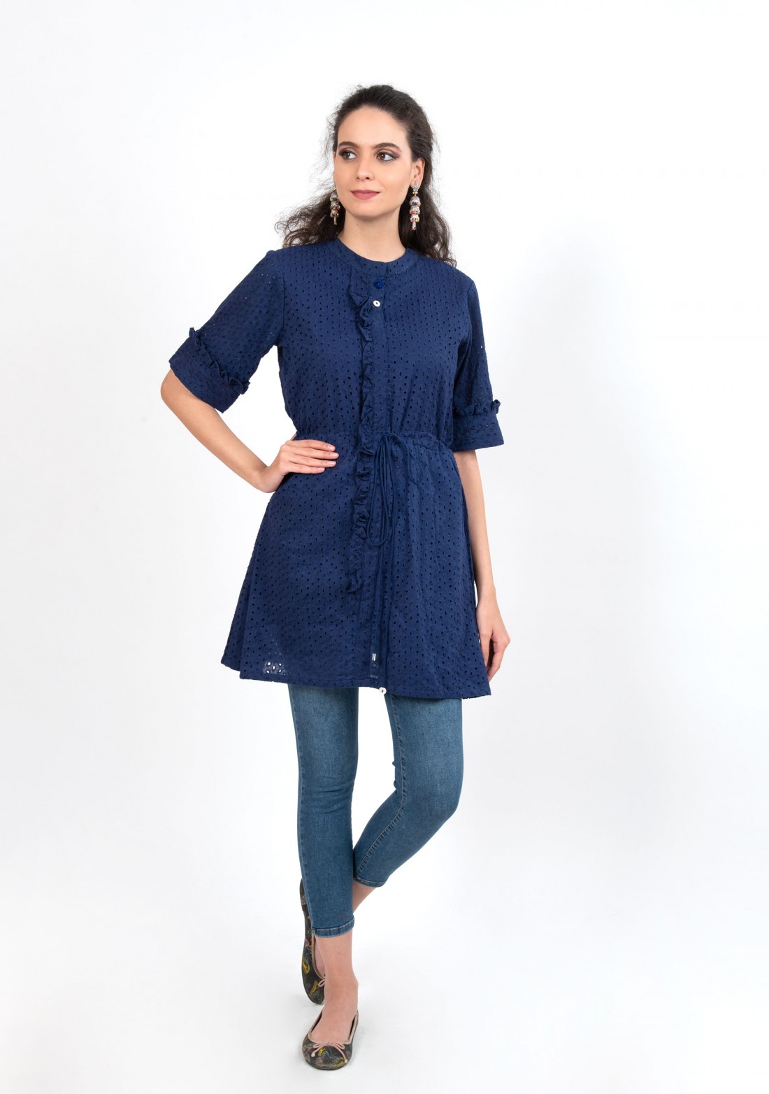 Deep Blue Gathered Dress