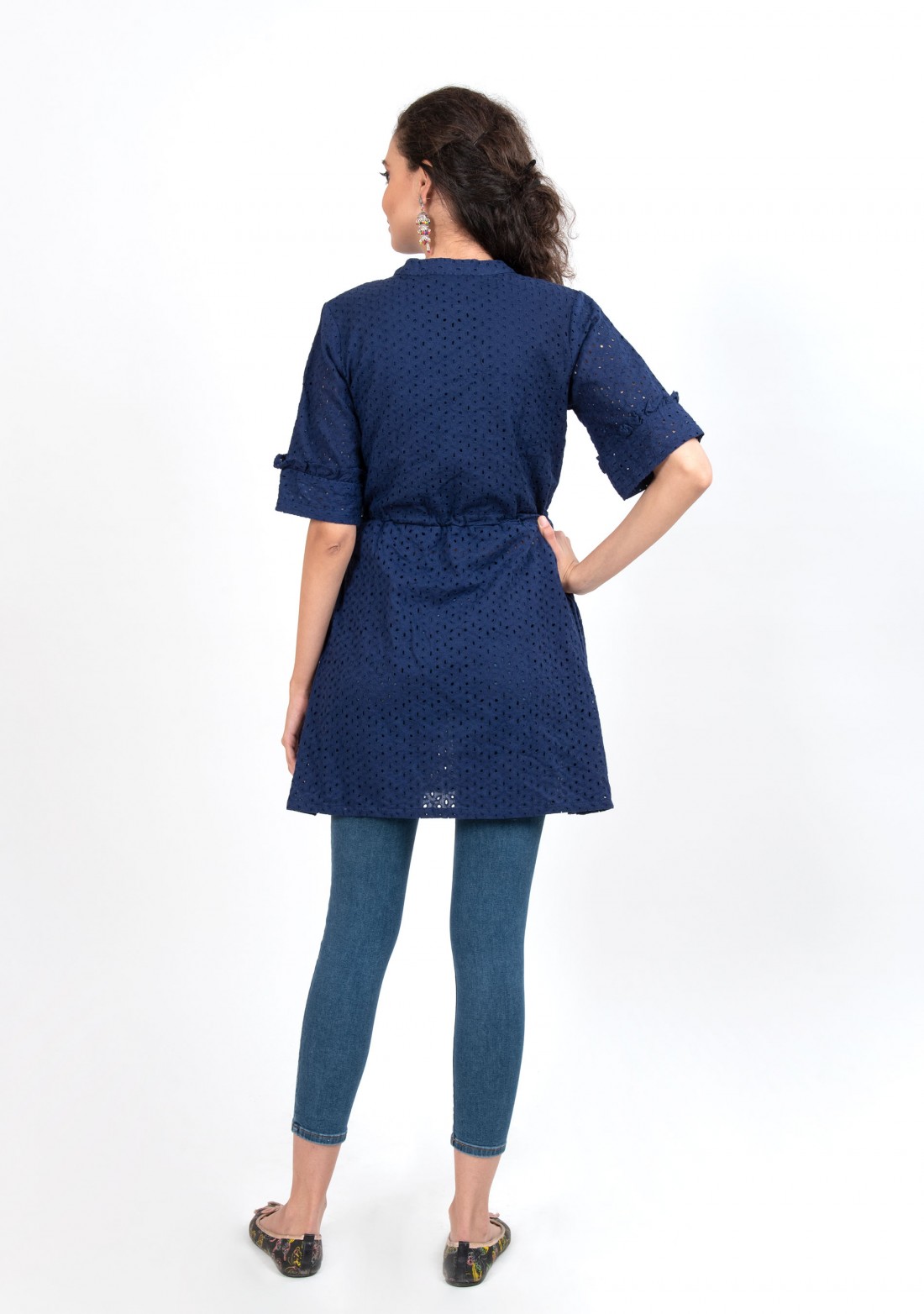 Deep Blue Gathered Dress