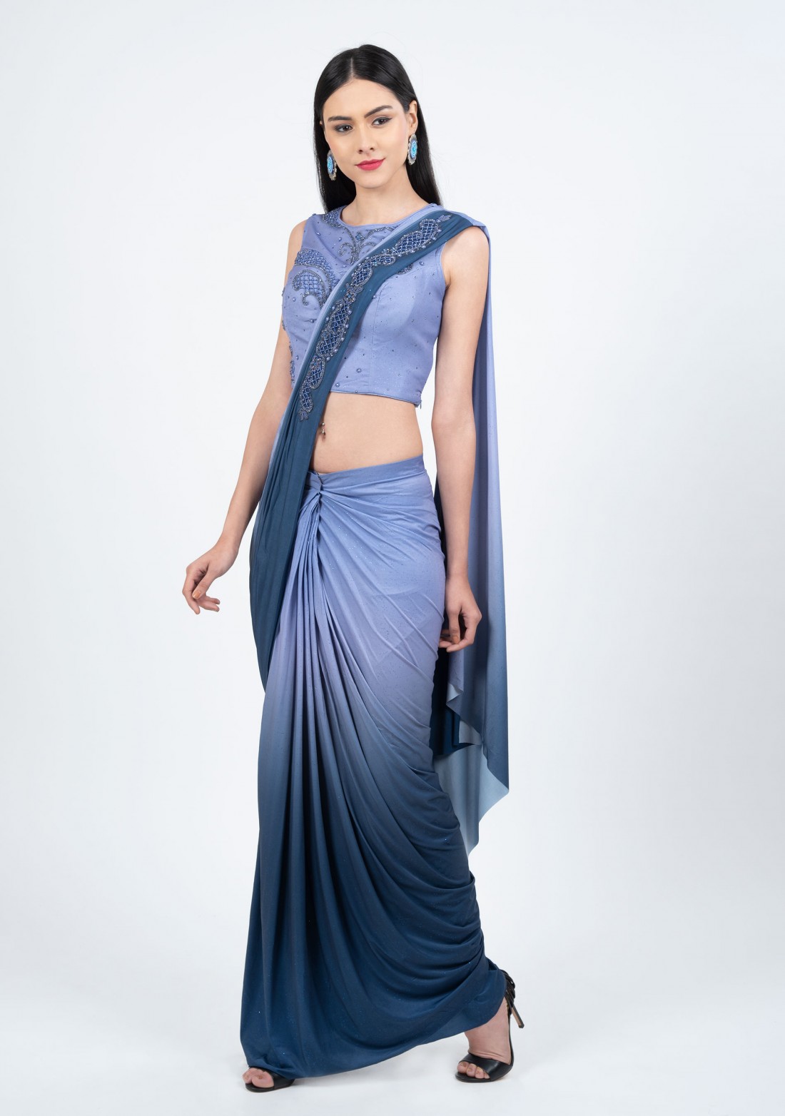 Purple Ombre Ready-To-Wear Saree