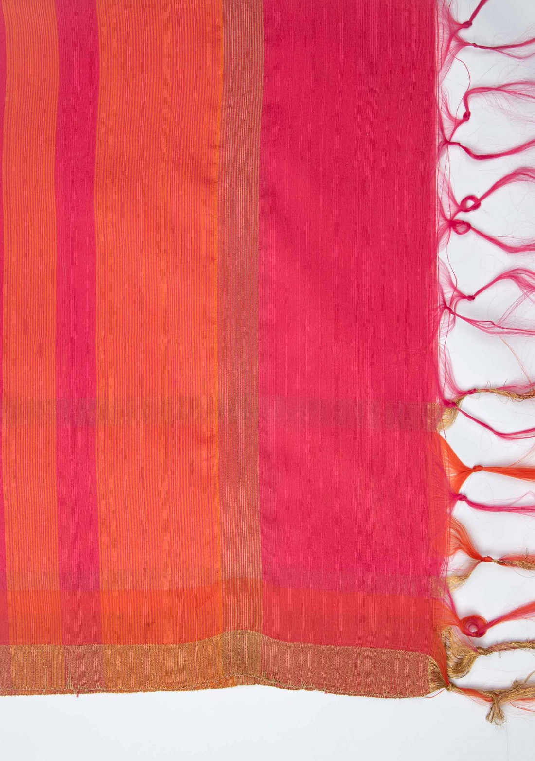 Light Pink Silk Saree with Orange Border