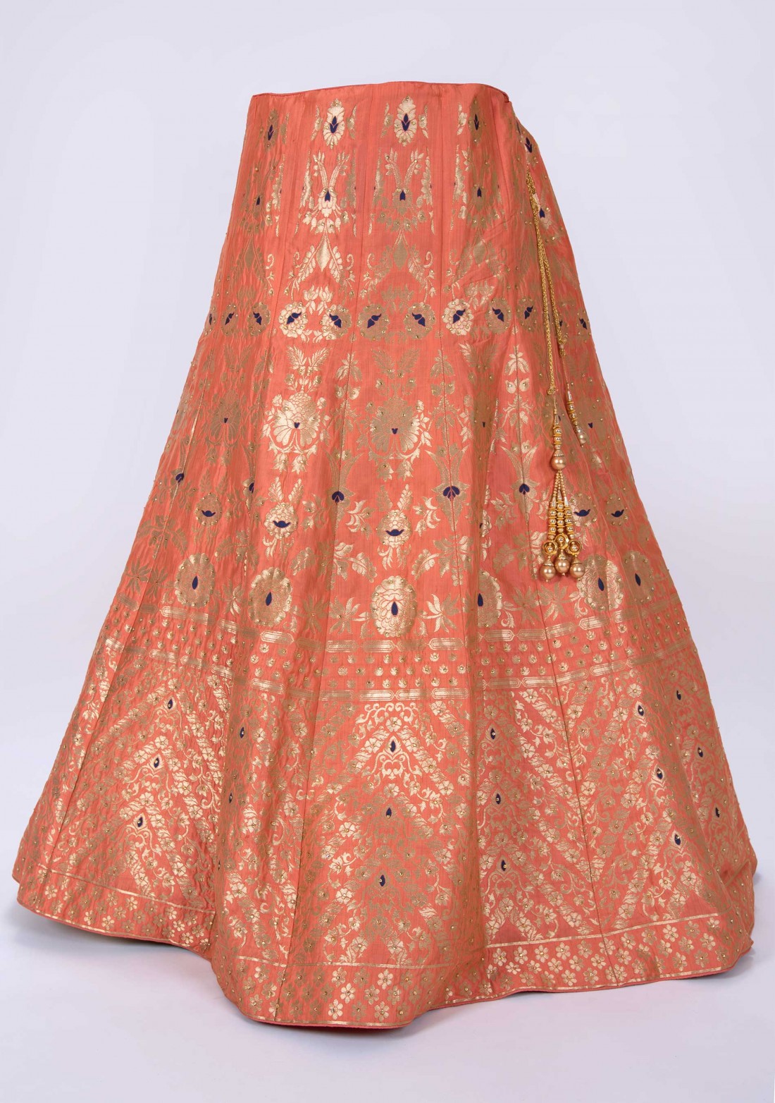 Rustic Brown Banarasi Silk Lehenga With Swarovski Work