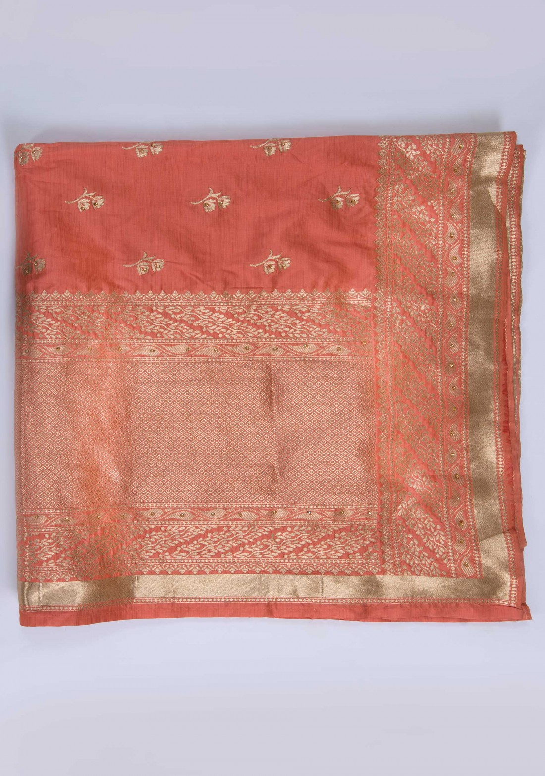 Rustic Brown Banarasi Silk Lehenga With Swarovski Work