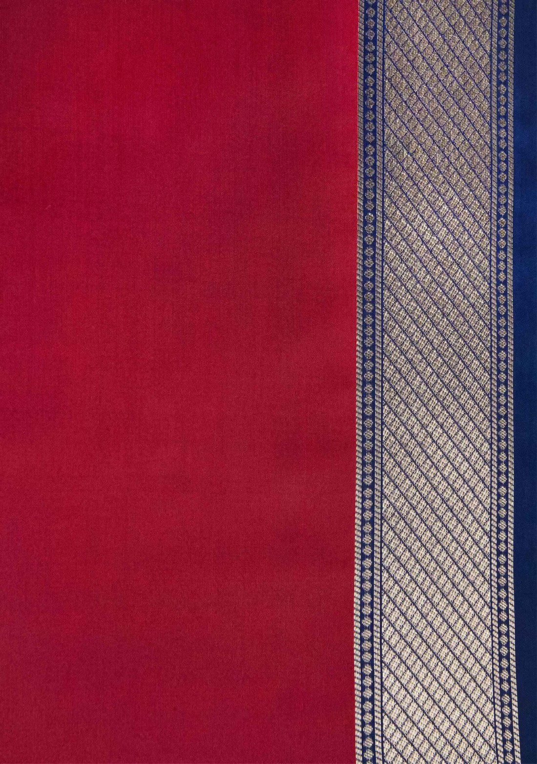 Navy Blue & Red Banarasi Silk Saree