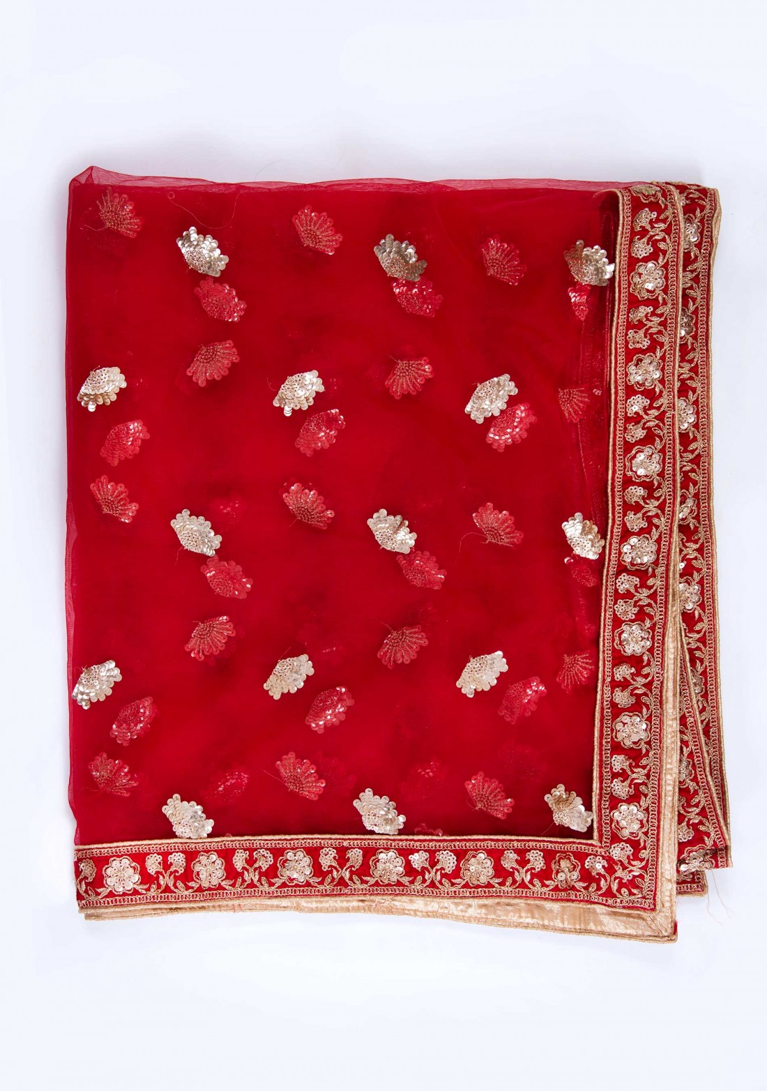 Classic Red Heavy Embroidered Velvet Lehenga