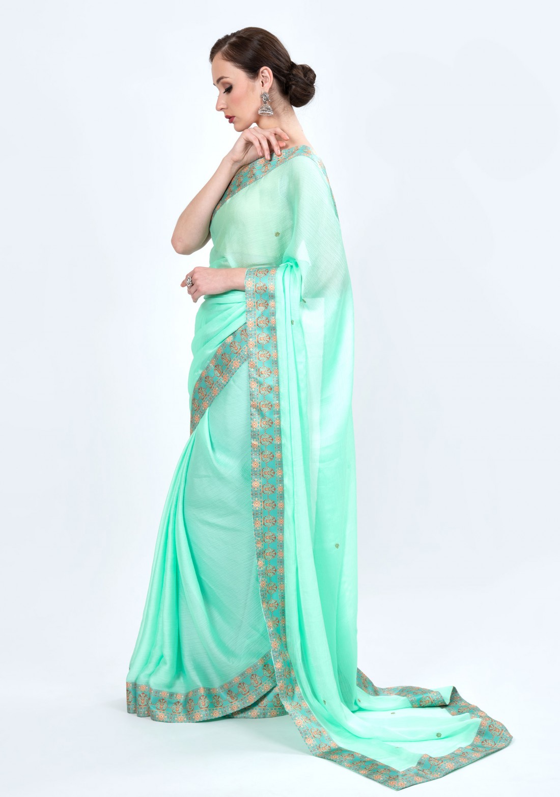 Exclusive Turquoise Blue Georgette Saree