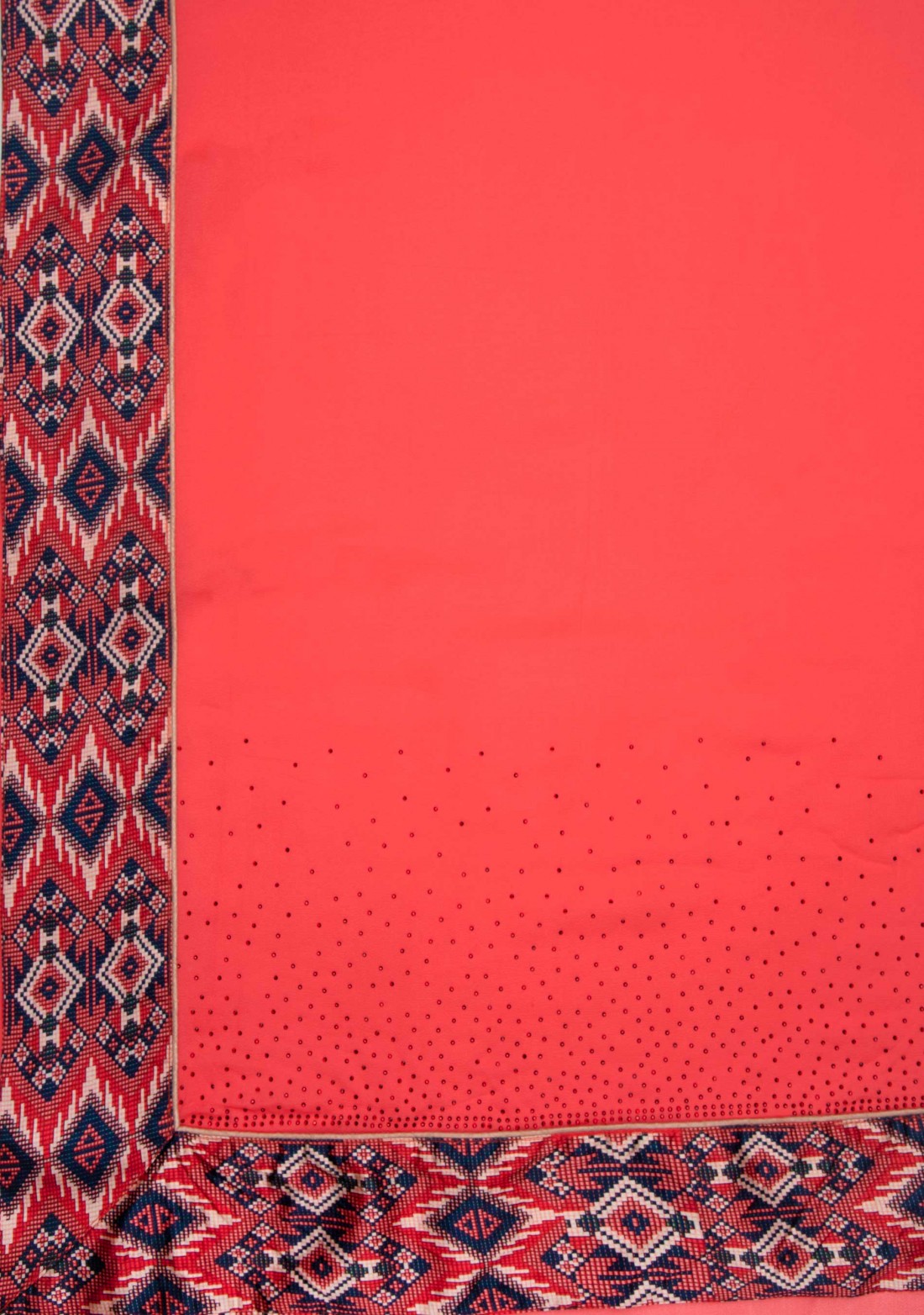Coral Red Georgette Digital Printed Saree