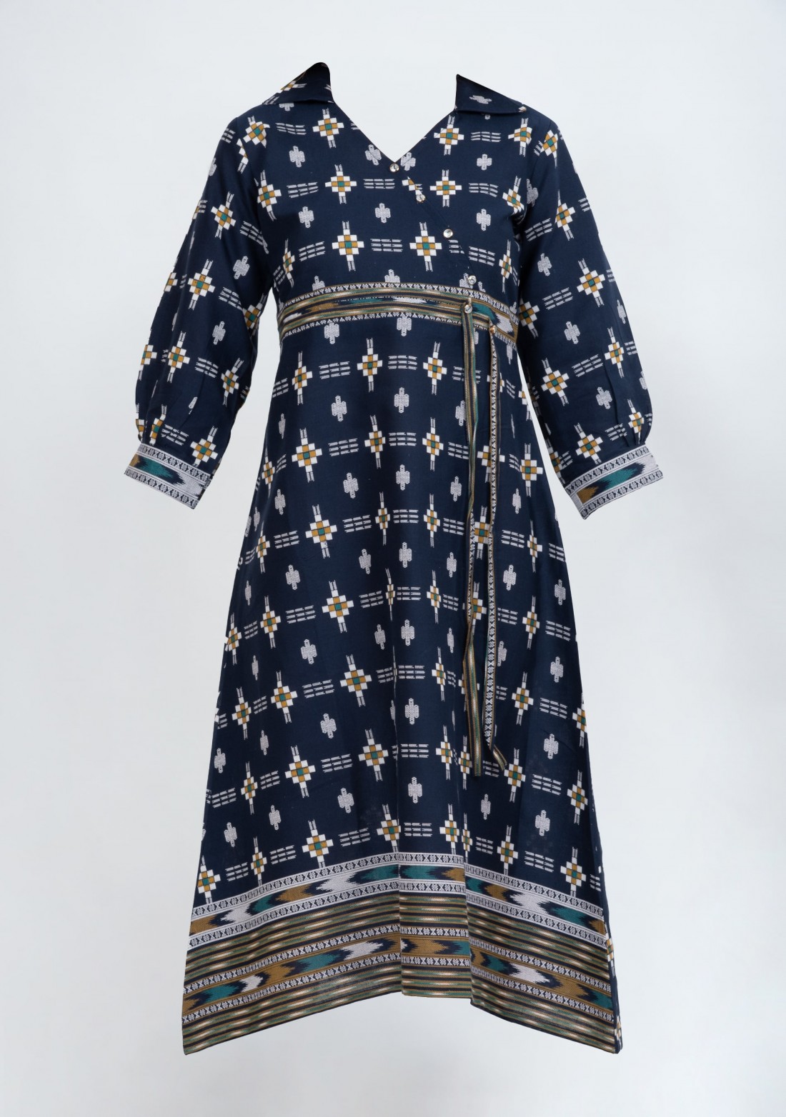 Navy Blue Ethnic A-Line Dress