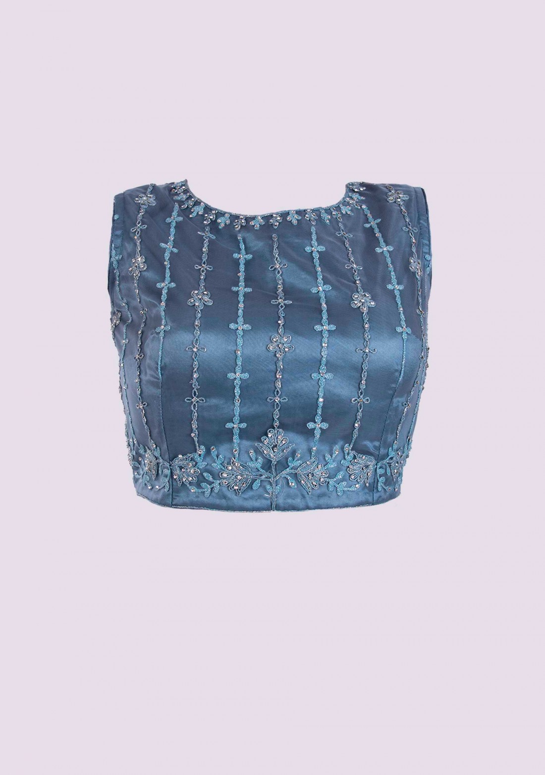 Steel Blue Heavy Coding Embroidered Net Lehenga Choli