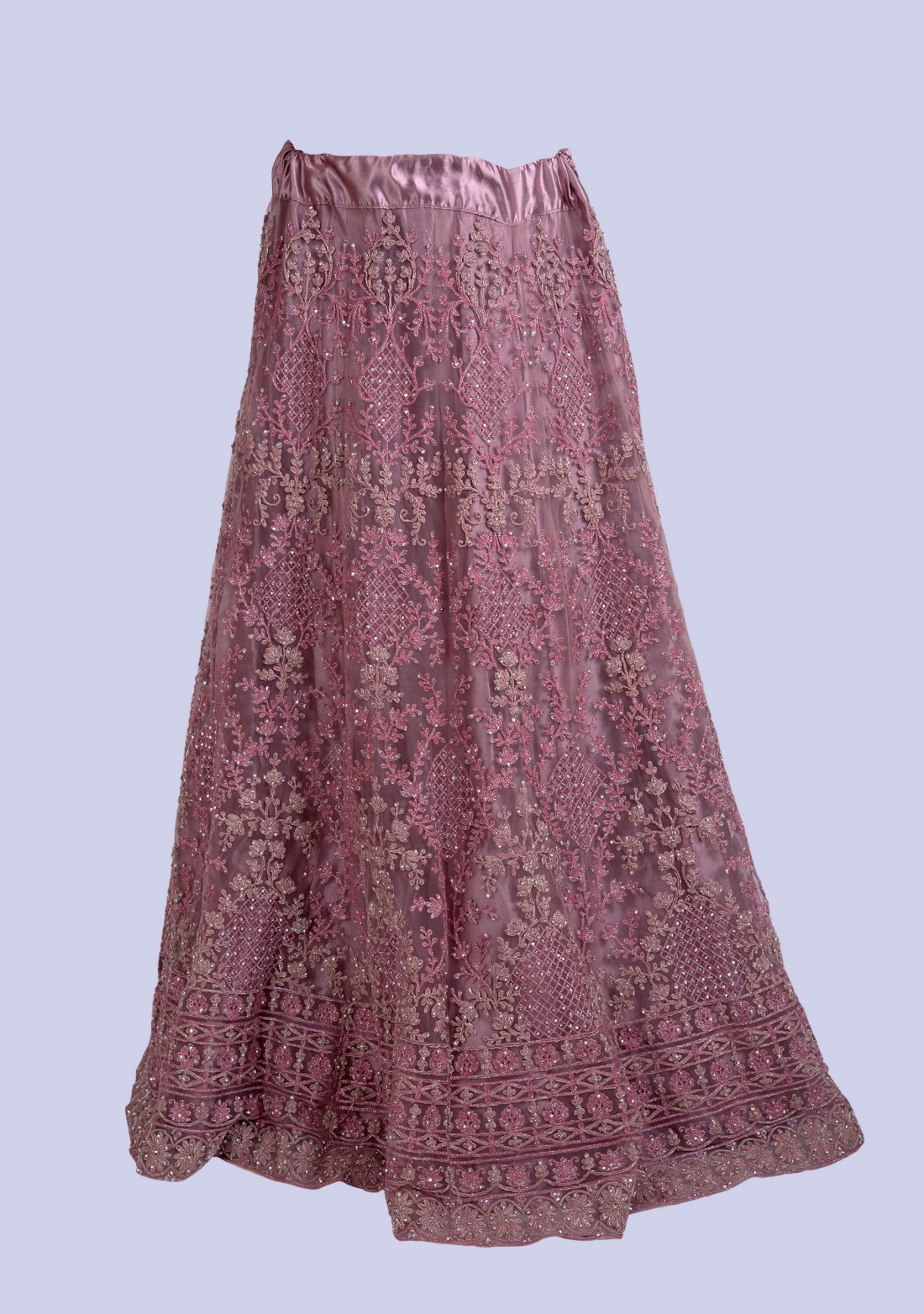 Dusty Lavender Heavy Coding Embroidered Net Lehenga Choli