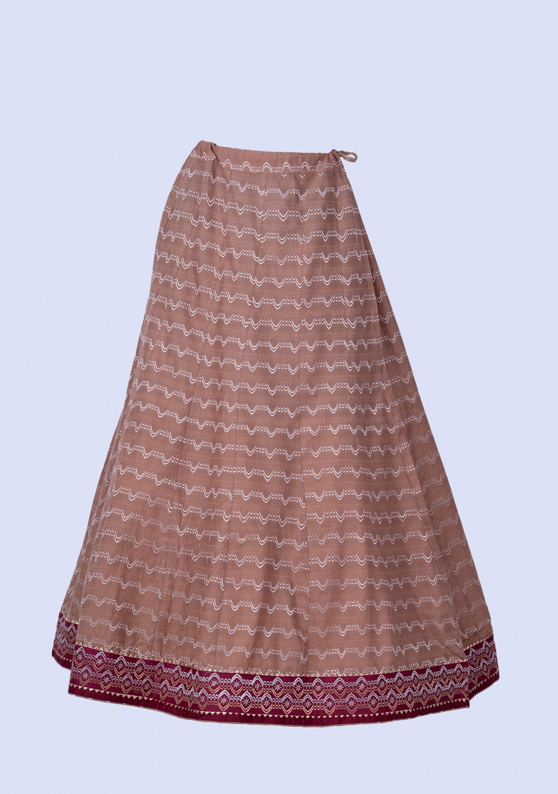 Wine and Taupe Brown Embroidered Kurta Skirt Set