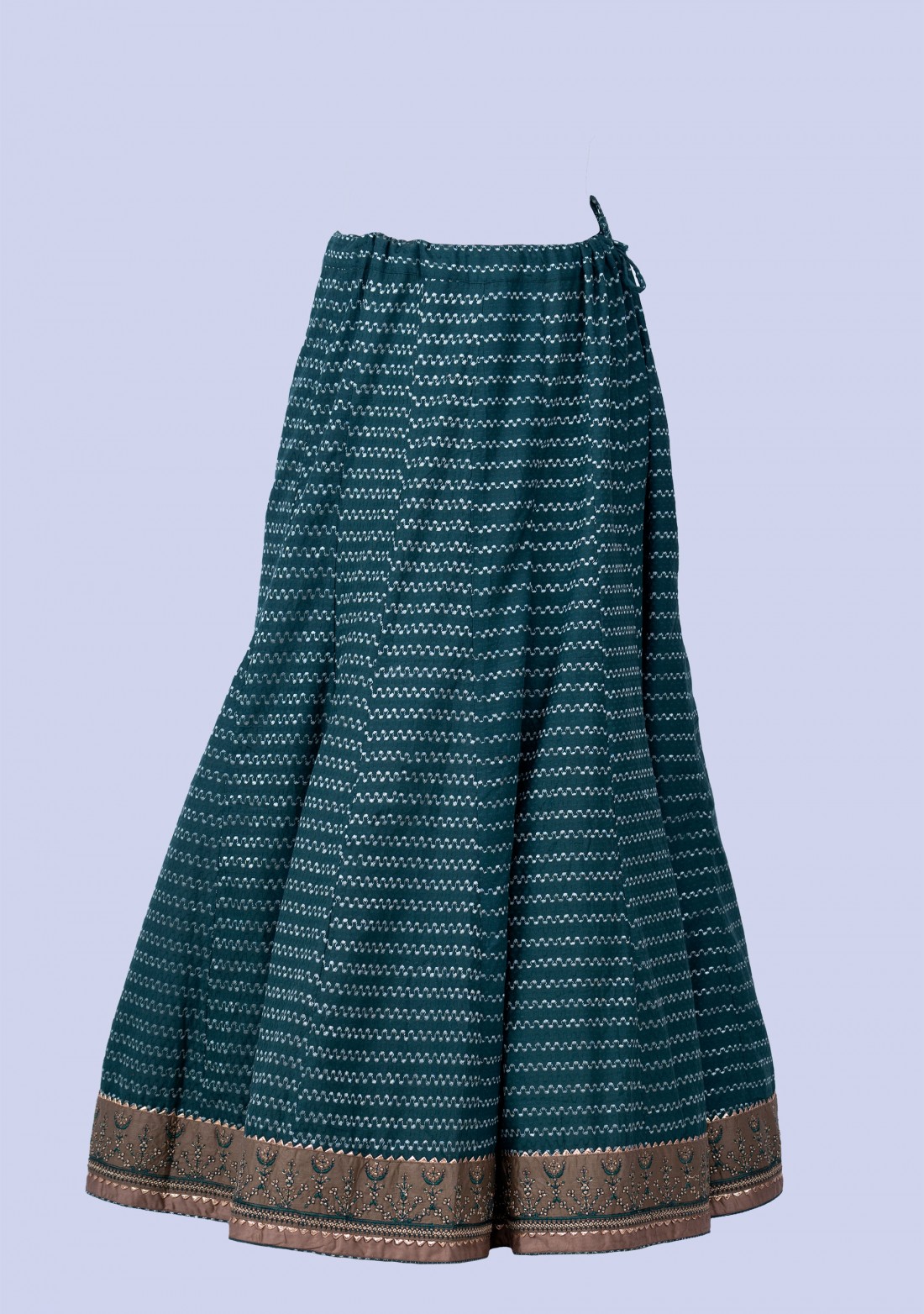 Taupe Brown and Dark Peacock Green Silk Embroidered Kurta Skirt Set