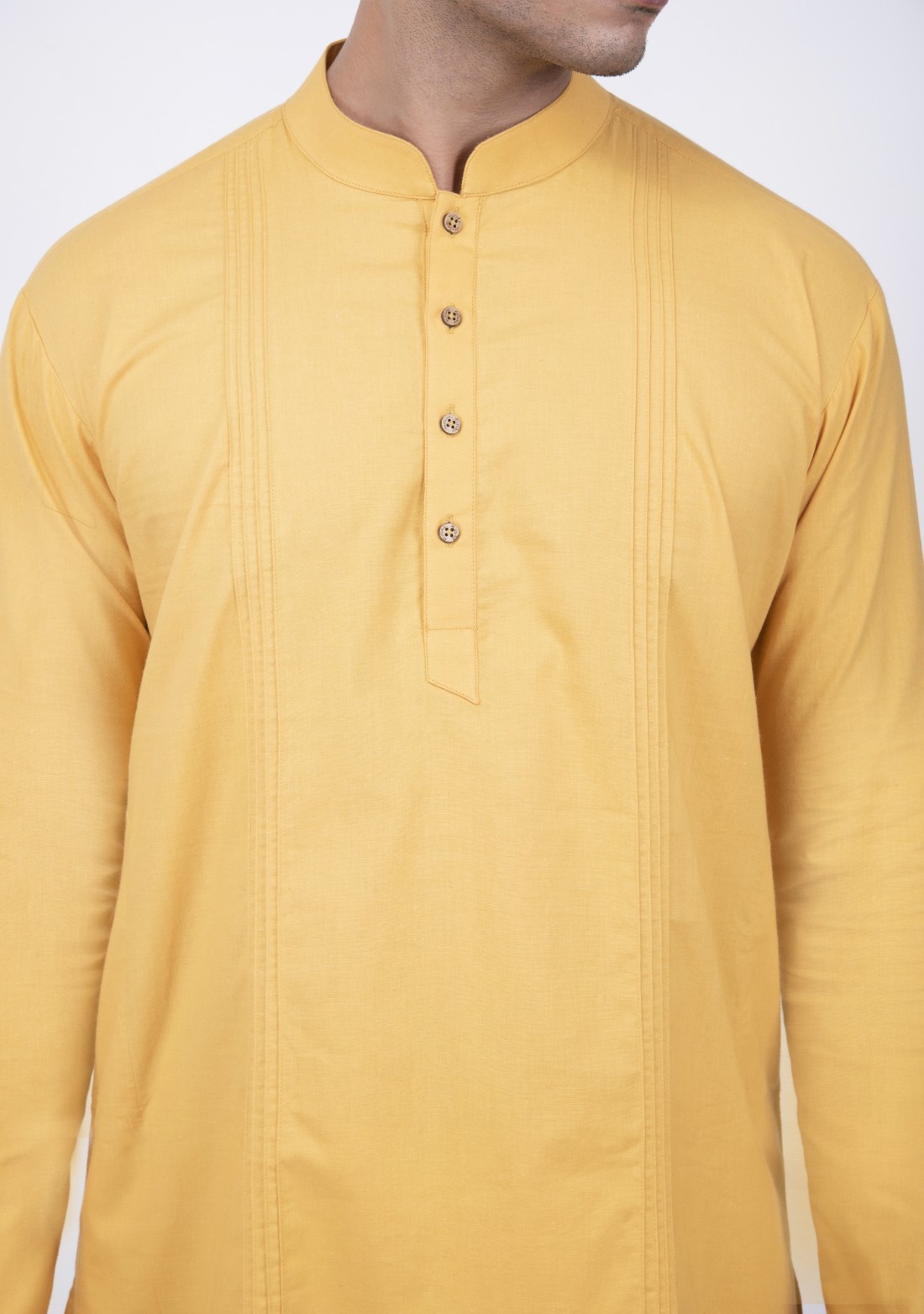 Yellow Colored Pintuck Cambric Cotton Kurta set