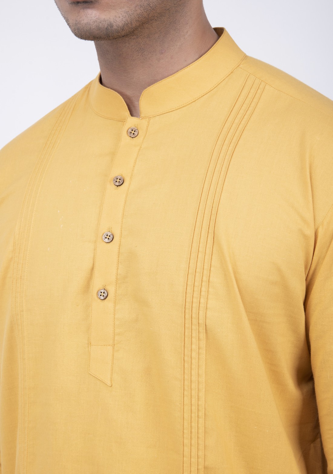 Yellow Colored Pintuck Cambric Cotton Kurta set