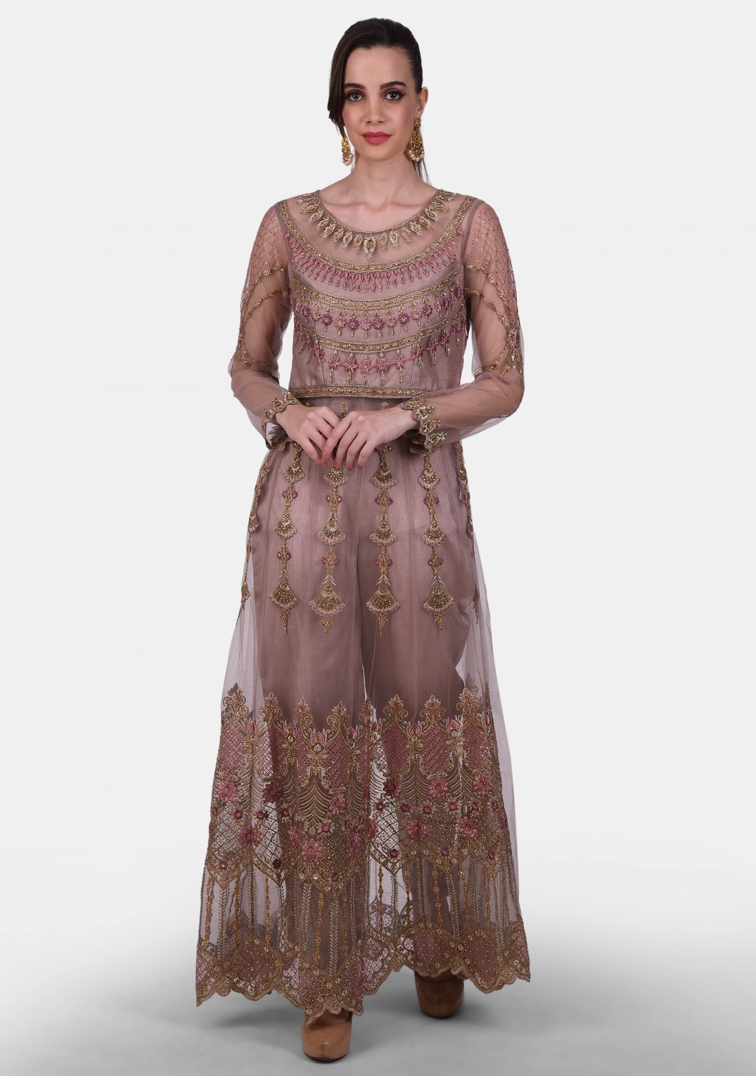 Rose Gold Heavy Embroidered Party Wear Set