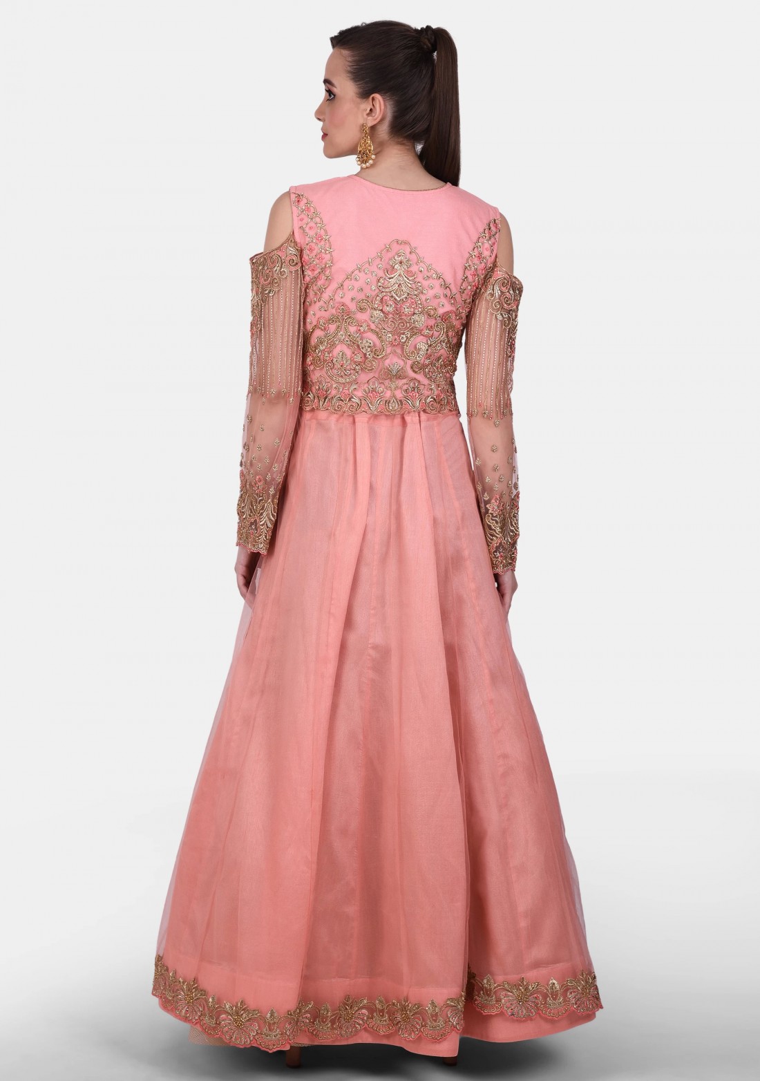 Peach Heavy Embroidered Party Wear Set