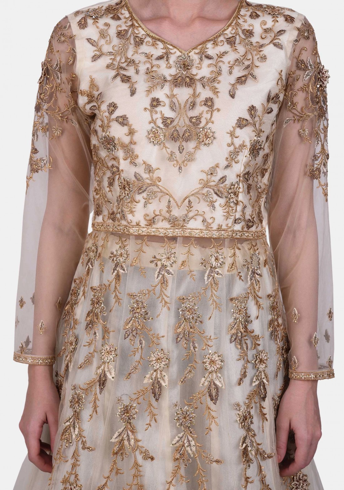 Cream White Heavy Embroidered Party Wear Set