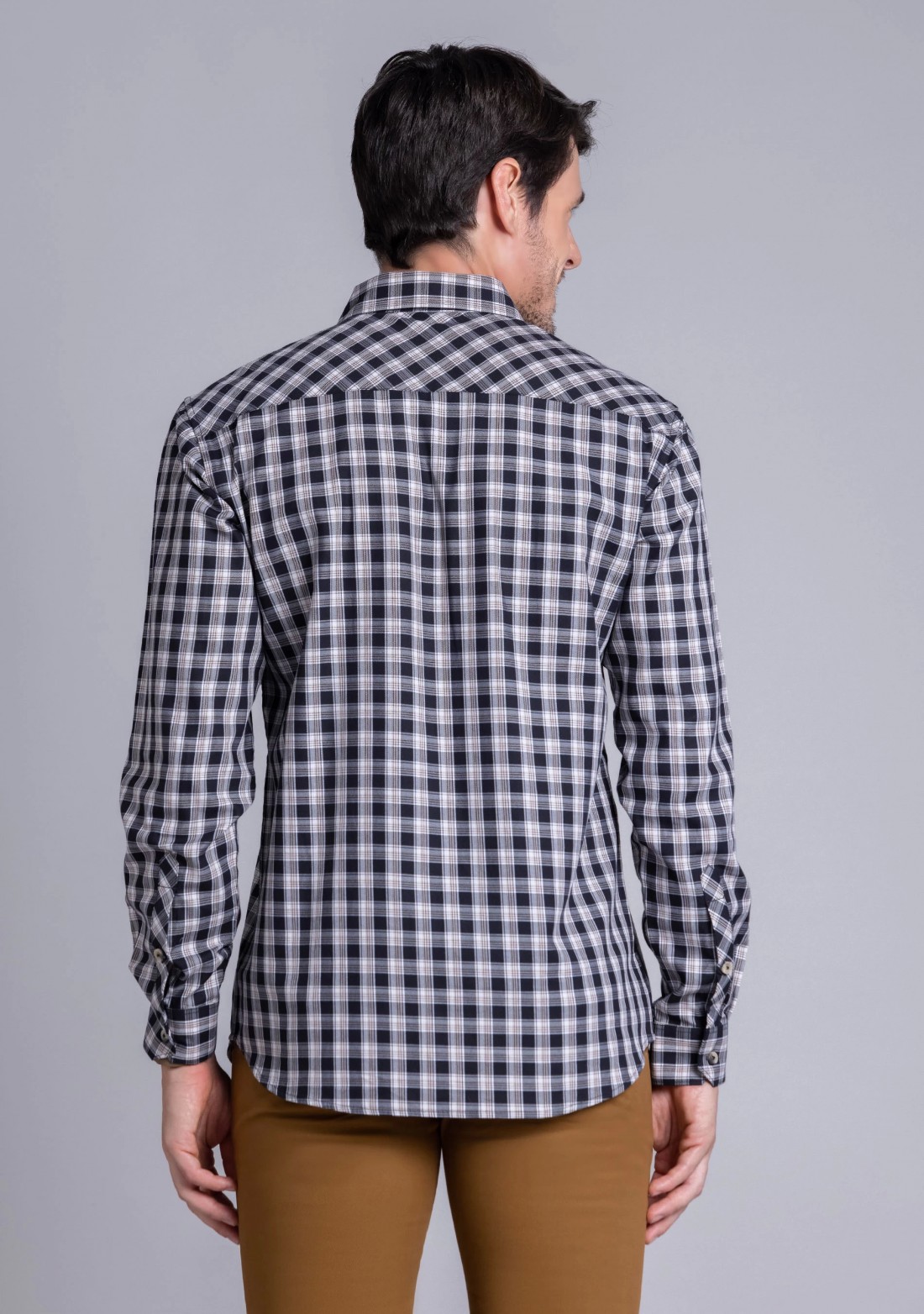 Black multicolor checked cotton casual full sleeve shirt