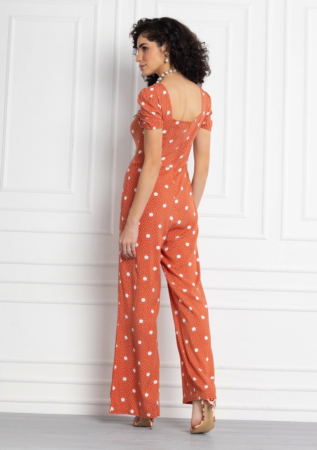 Polka Dot Print Rayon Relax Fit Jumpsuit