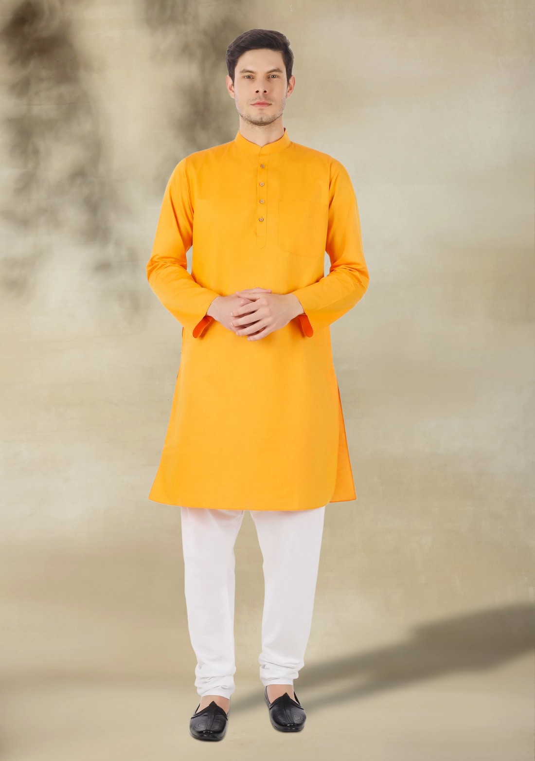 Mango Color Men's Regular Fit Cotton Kurta