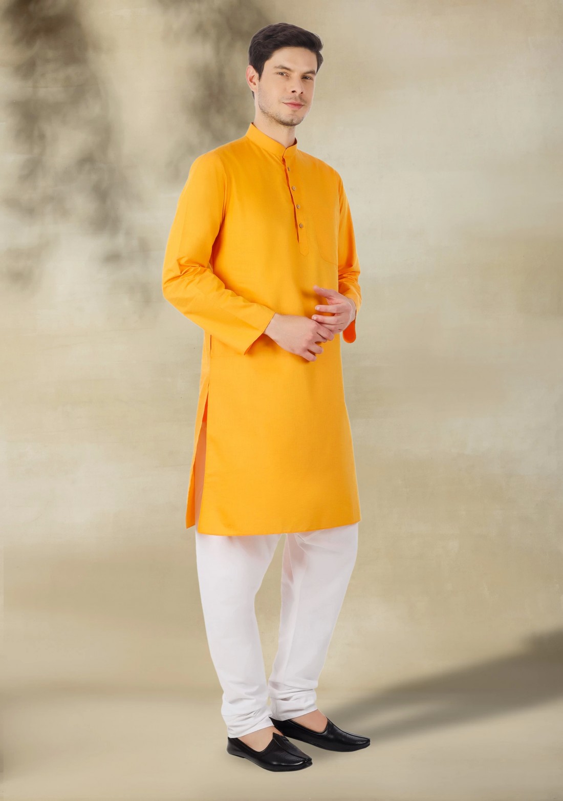 Mango Color Men's Regular Fit Cotton Kurta