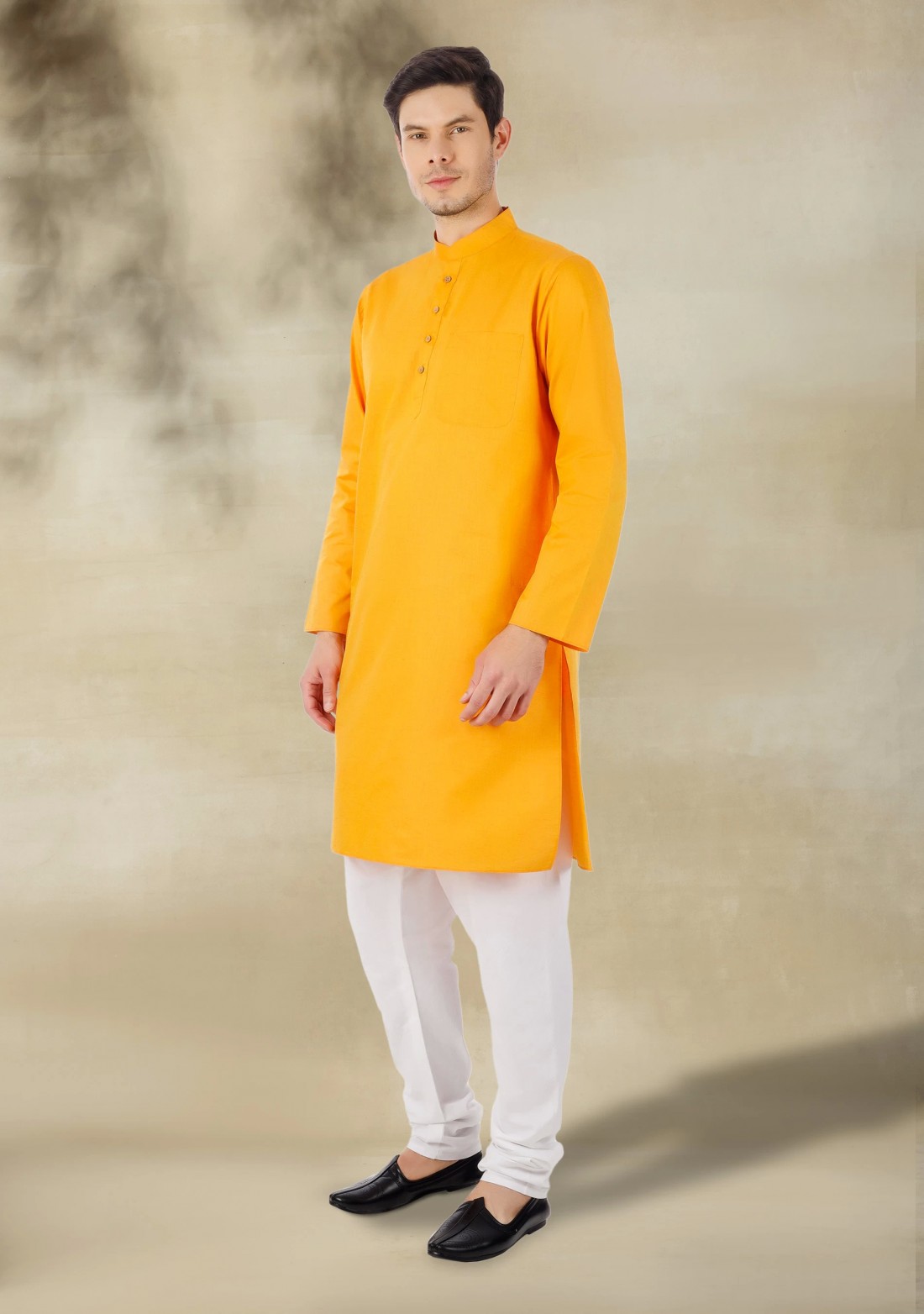 Mango Color Men's Regular Fit Cotton Kurta