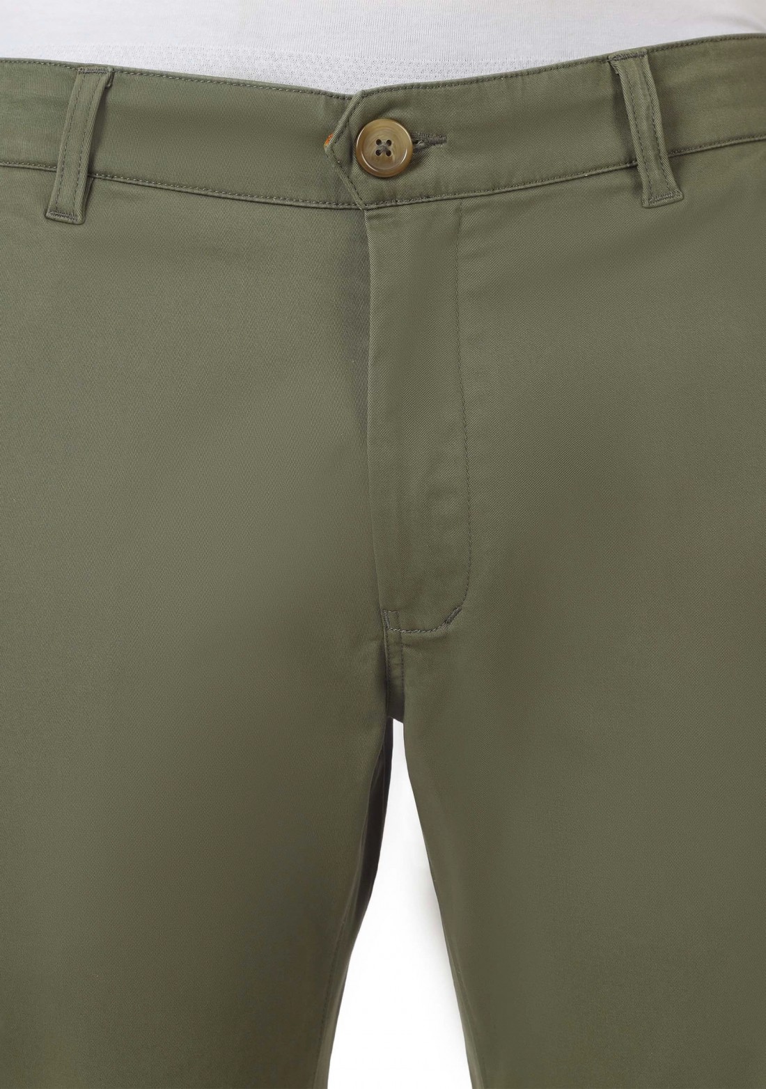 Men's Olive Cotton Slim Fit Casual Trouser