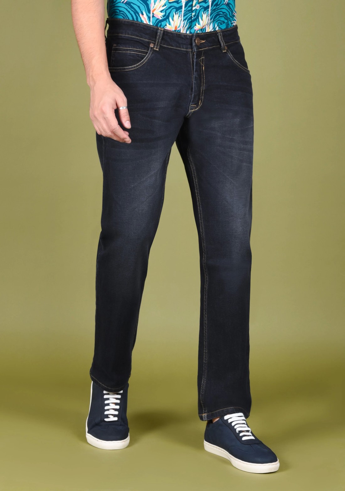 Carbon Black Regular Fit Stretchable Men's Jeans