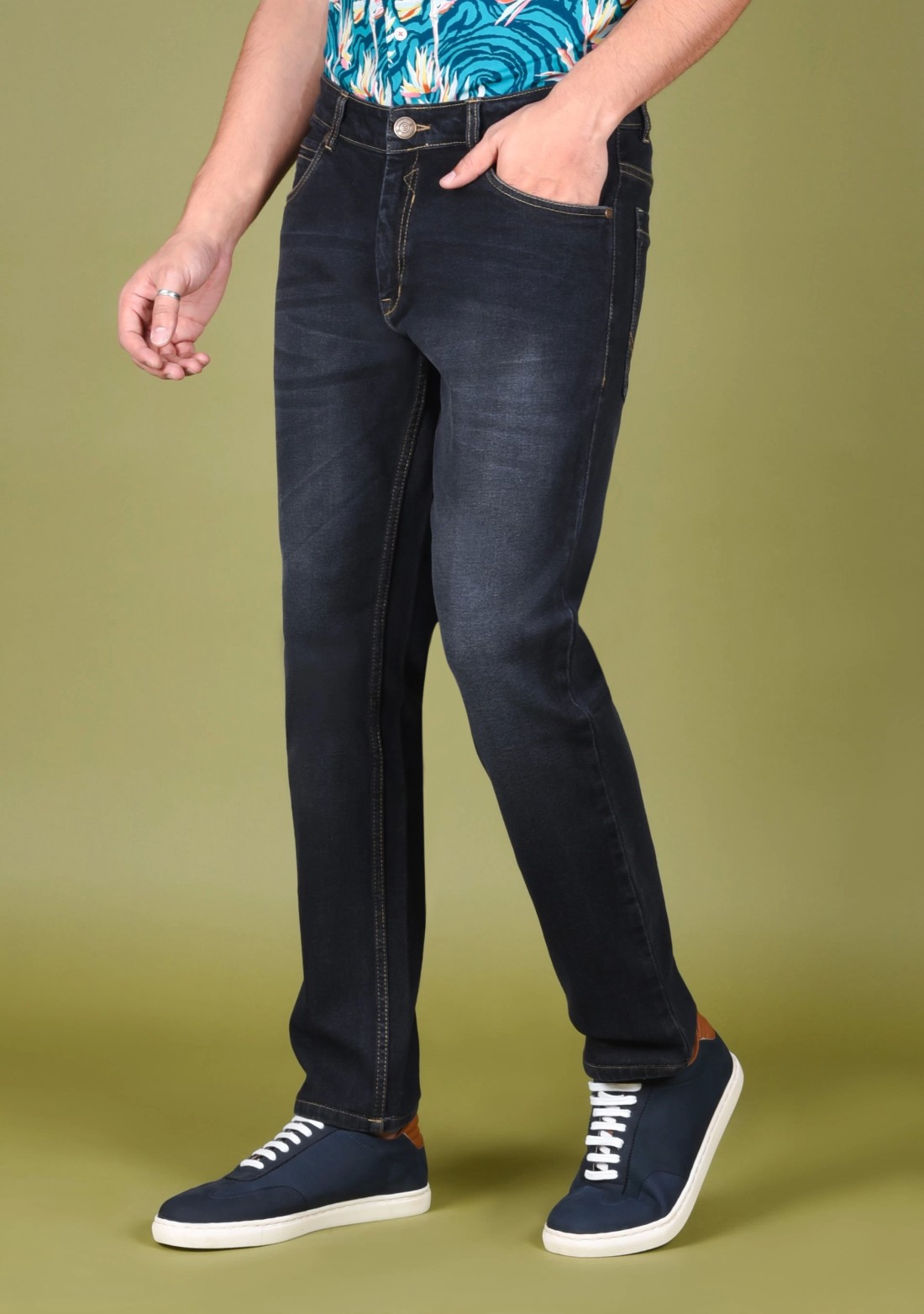 Carbon Black Regular Fit Stretchable Men's Jeans