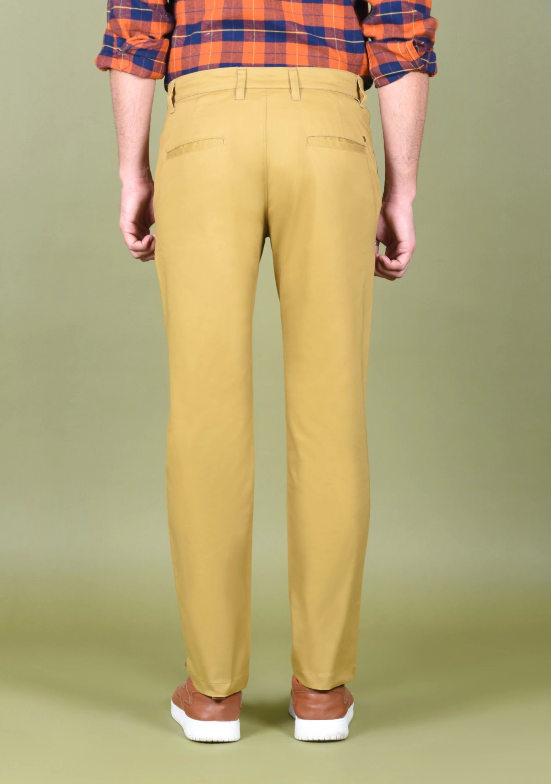 Men's Khaki Cotton Slim Fit Casual Trouser