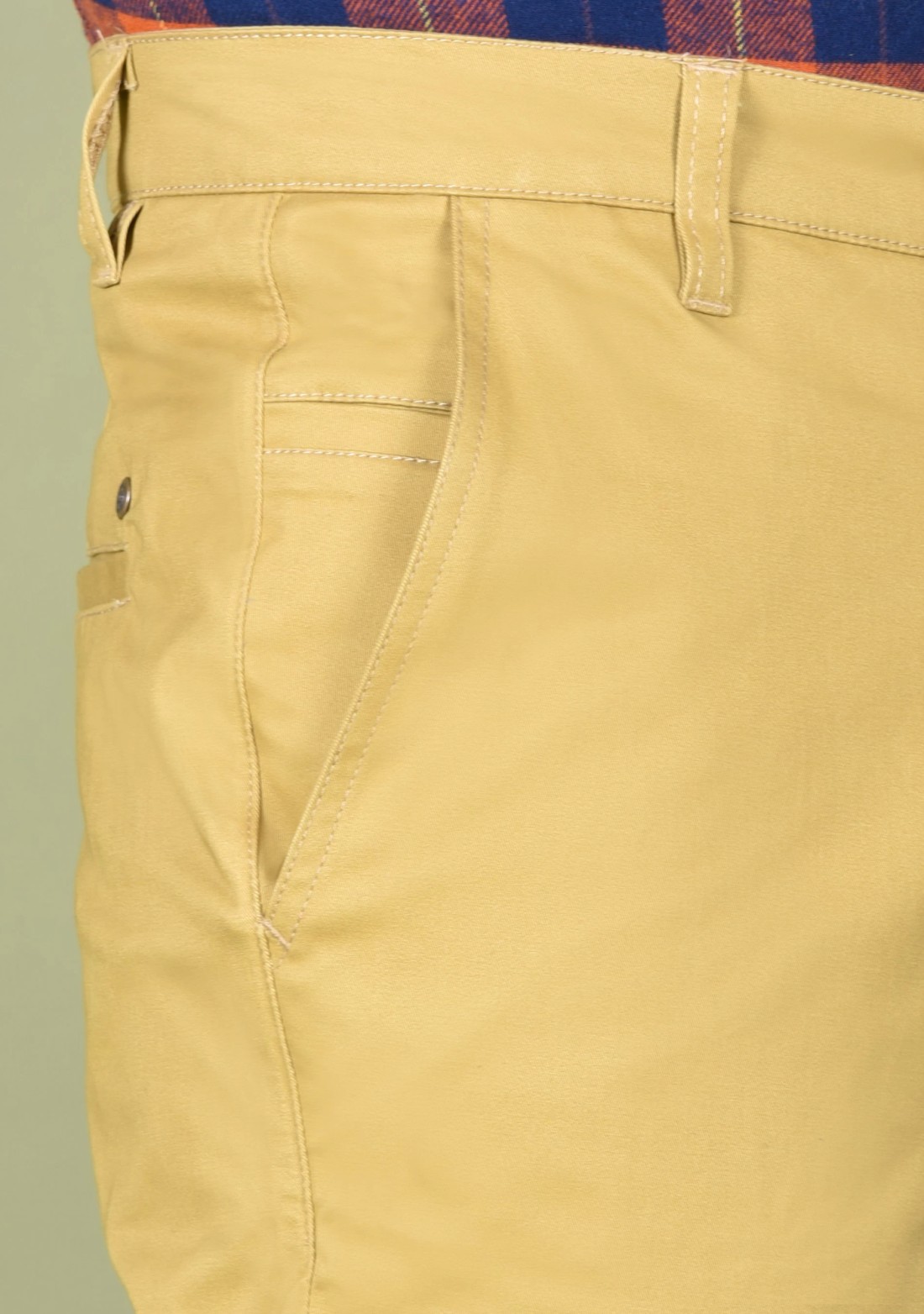 Men's Khaki Cotton Slim Fit Casual Trouser