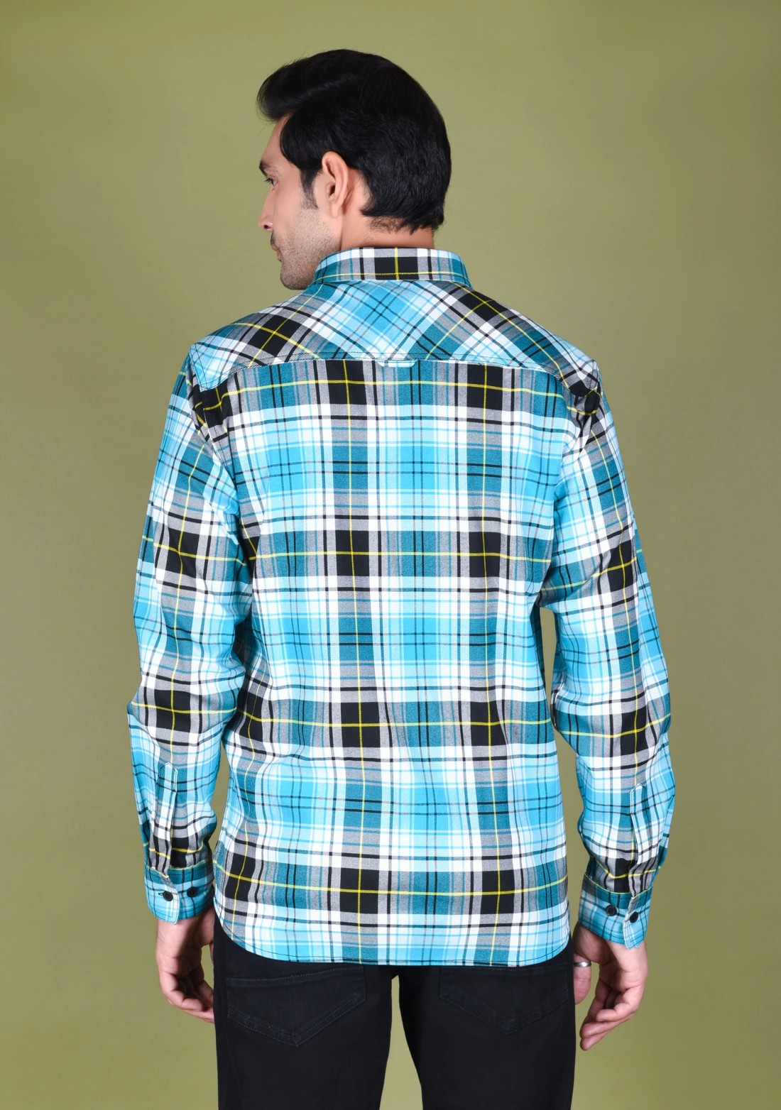 Blue Flannel Regular Fit Men's Check Shirt